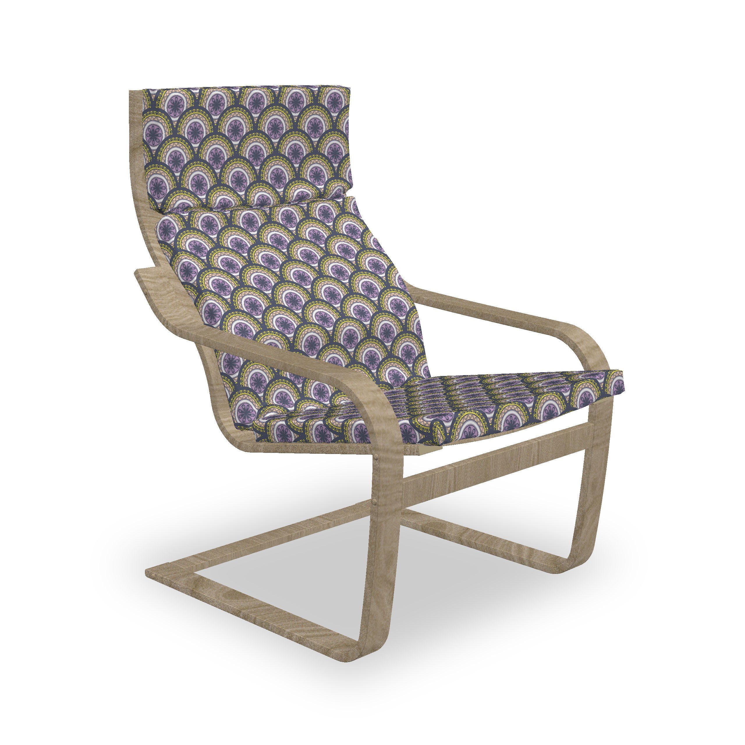 geometrische Stuhlkissen mit Hakenschlaufe Stuhlkissen Reißverschluss, und Kreis-Muster Wellig Abakuhaus Sitzkissen mit