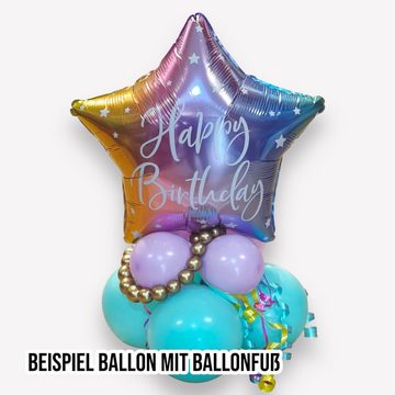 partydeco Folienballon Folienballon Happy Birthday, 40cm, Regenbogen, Ste