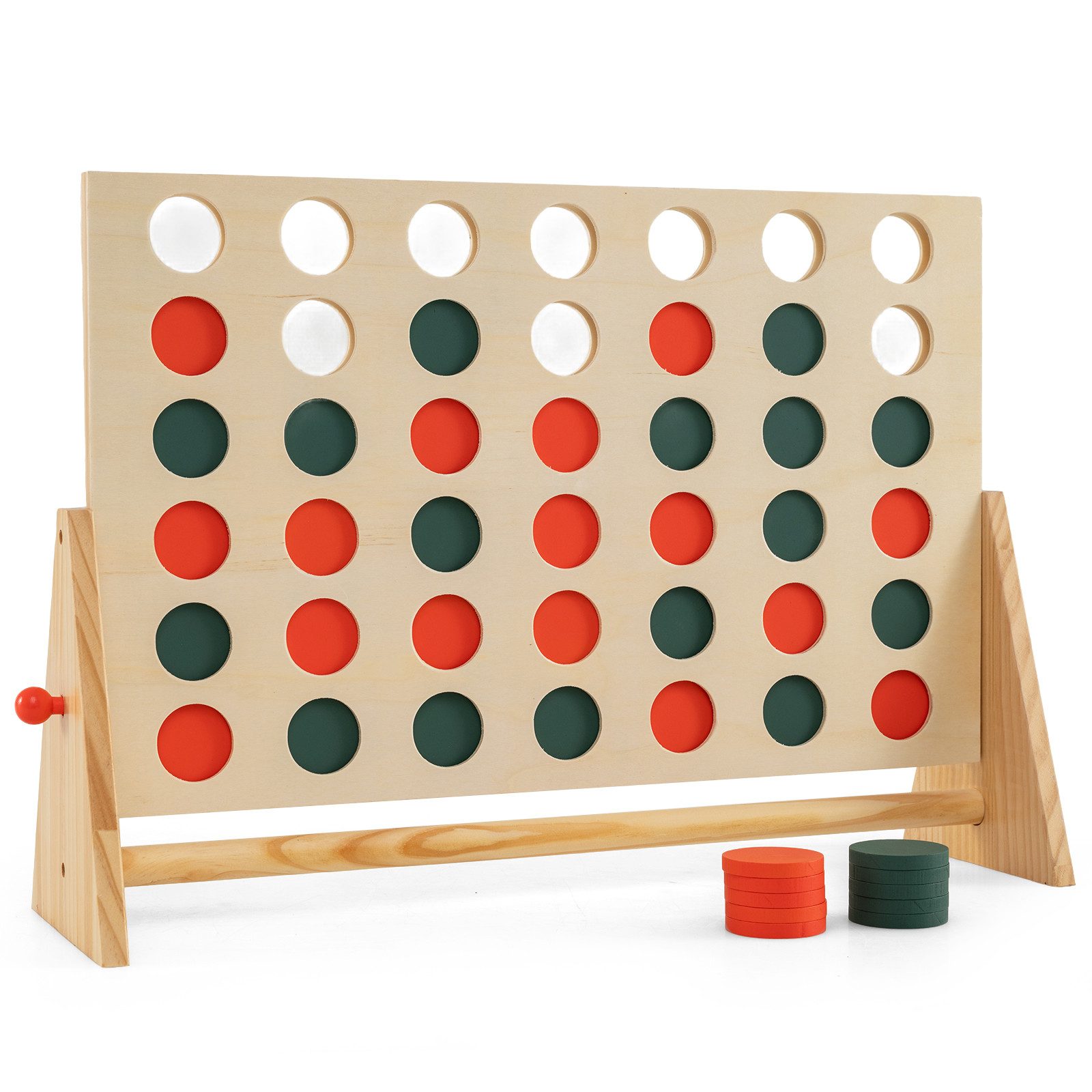 COSTWAY Spiel, Vier Gewinnt, Brettspiele Montessori mit 42 Spielsteine, Holz