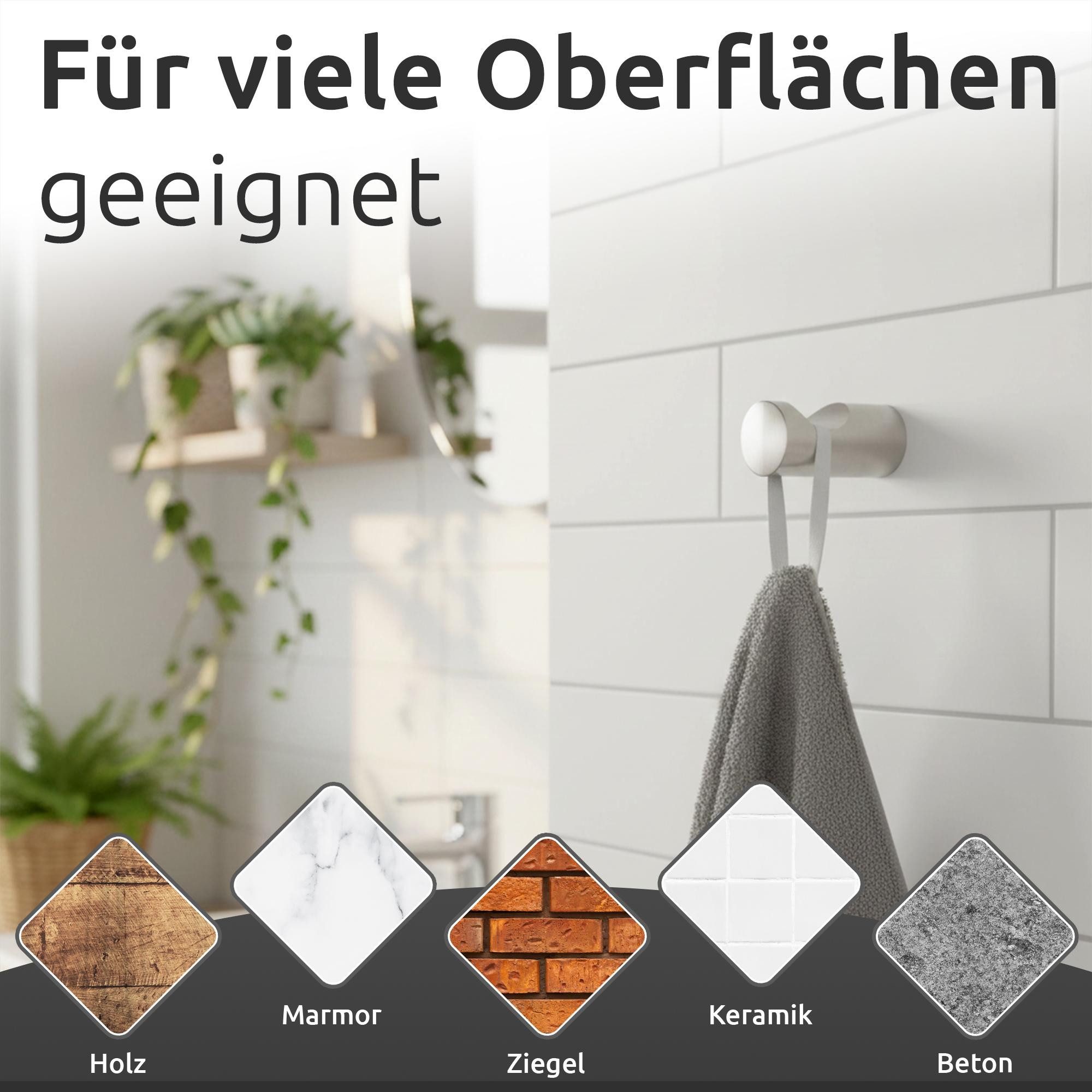 ECENCE Wandhaken 4 Stück Handtuchhaken zum Bohren gebürstet aus