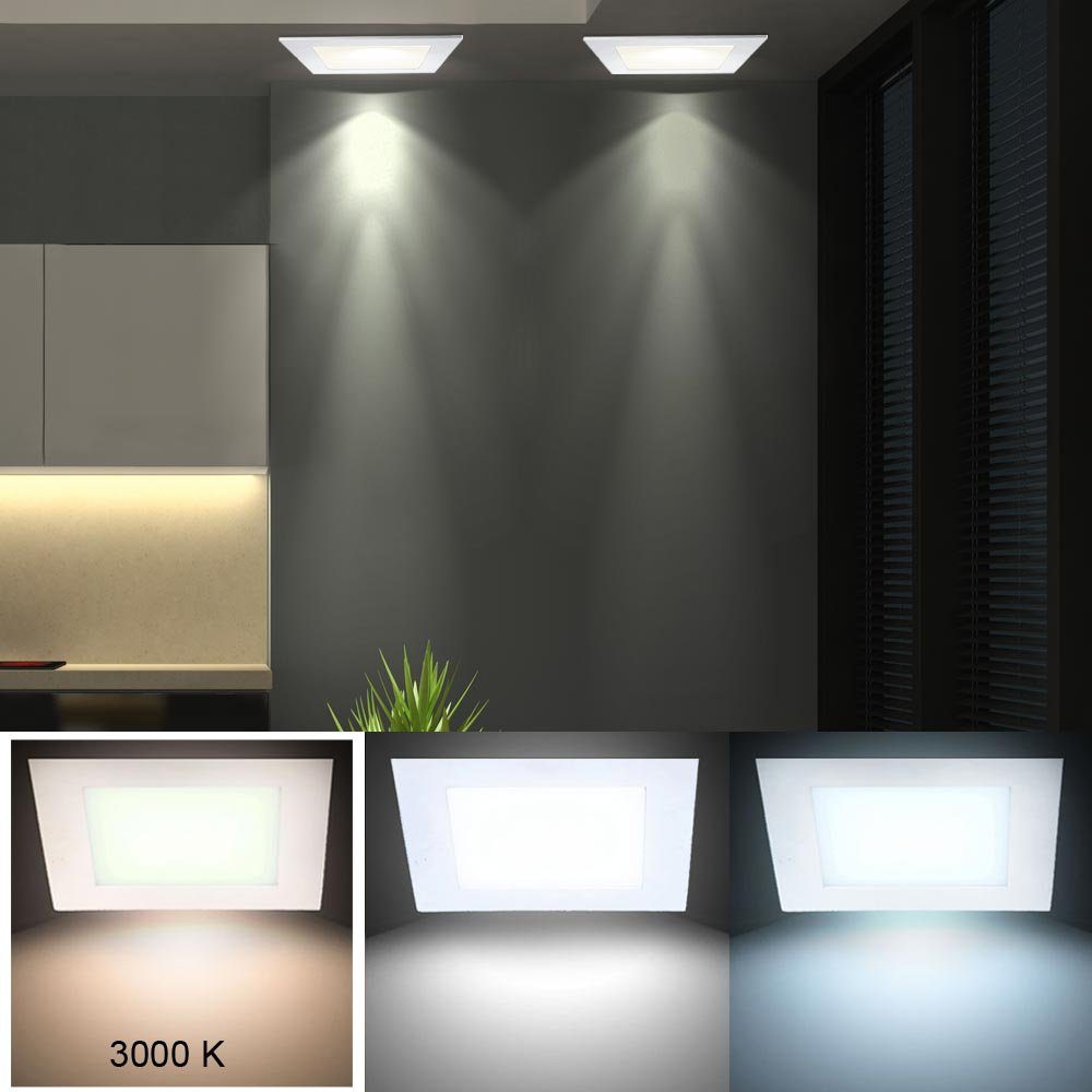 etc-shop LED Panel, LED-Leuchtmittel fest verbaut, Warmweiß, 2er Set LED  Einbau Decken Panel Raster Alu weiß Ess Zimmer Wand Energie Spar Leuchten  quadratisch