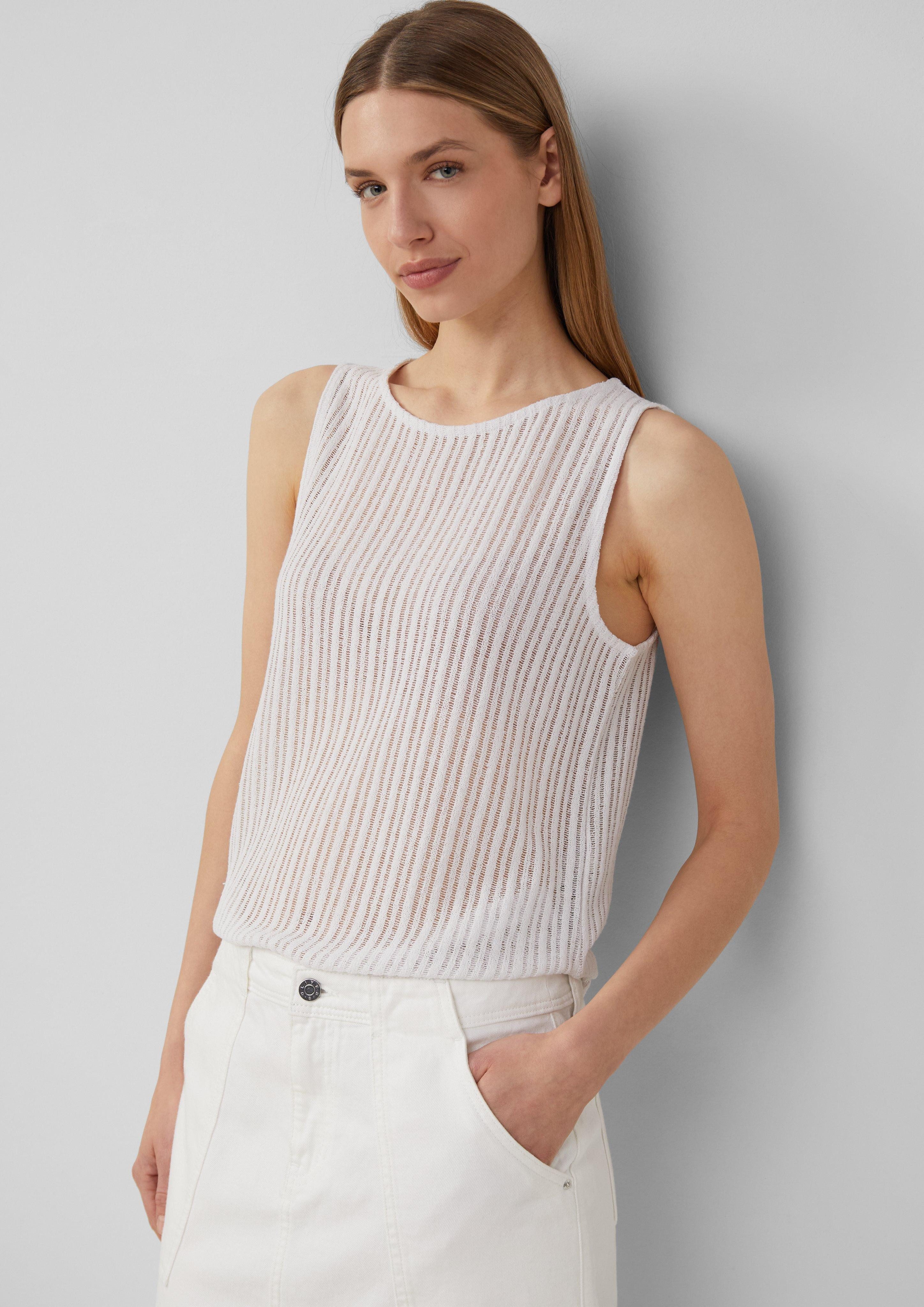 s.Oliver Kurzarmshirt Transparentes Jersey-Top mit Rundhalsausschnitt günstig online kaufen