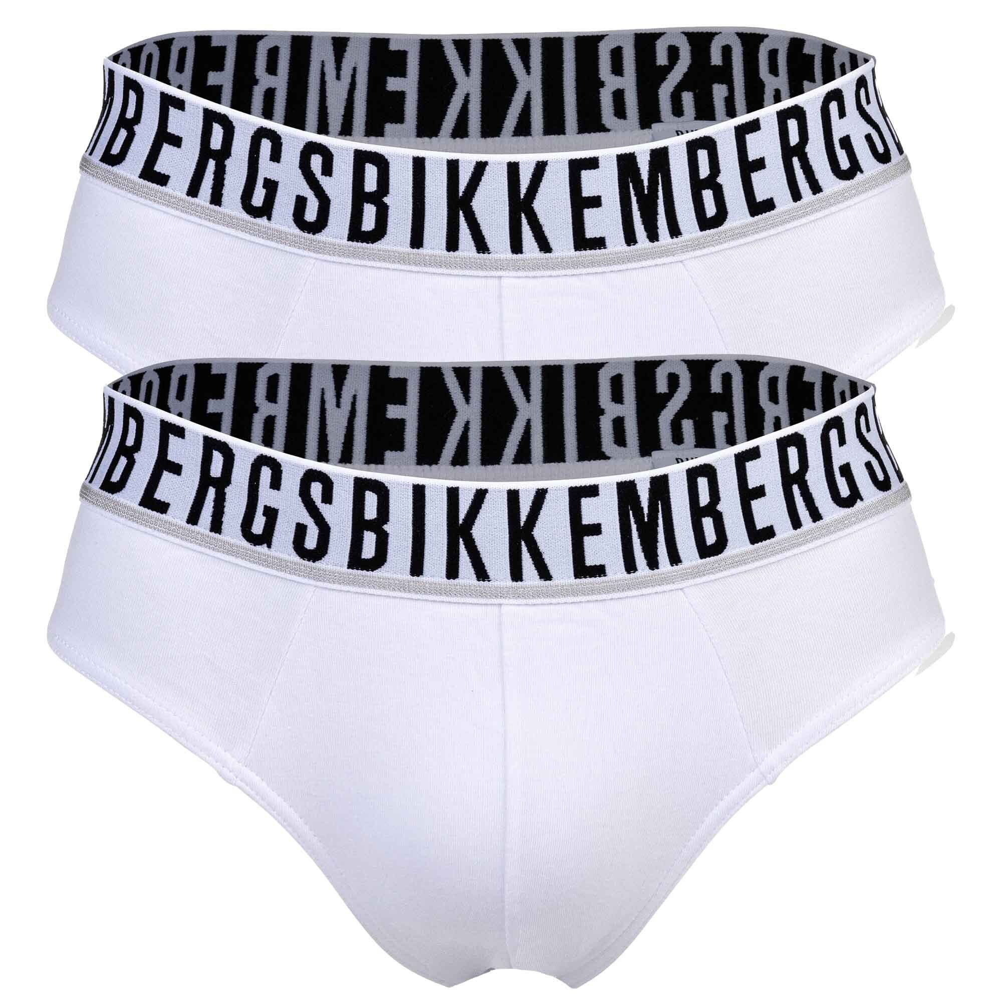 Bikkembergs Slip Herren Slips, 2er Pack - BI-PACK BRIEFS, Stretch Weiß