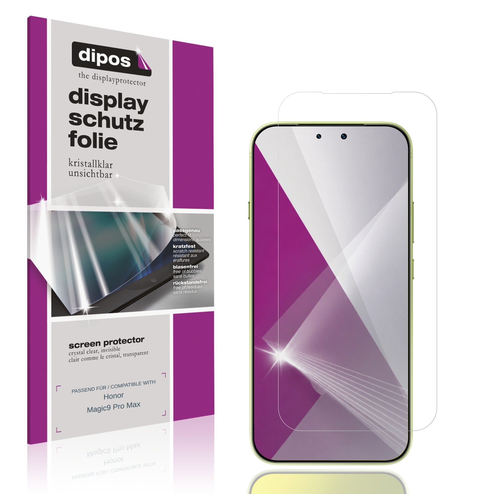 dipos Displayschutzfolie Schutzfolie für Honor Magic9 Pro Max, 4 Stück, Displayschutz Schutz Folie Made in Germany