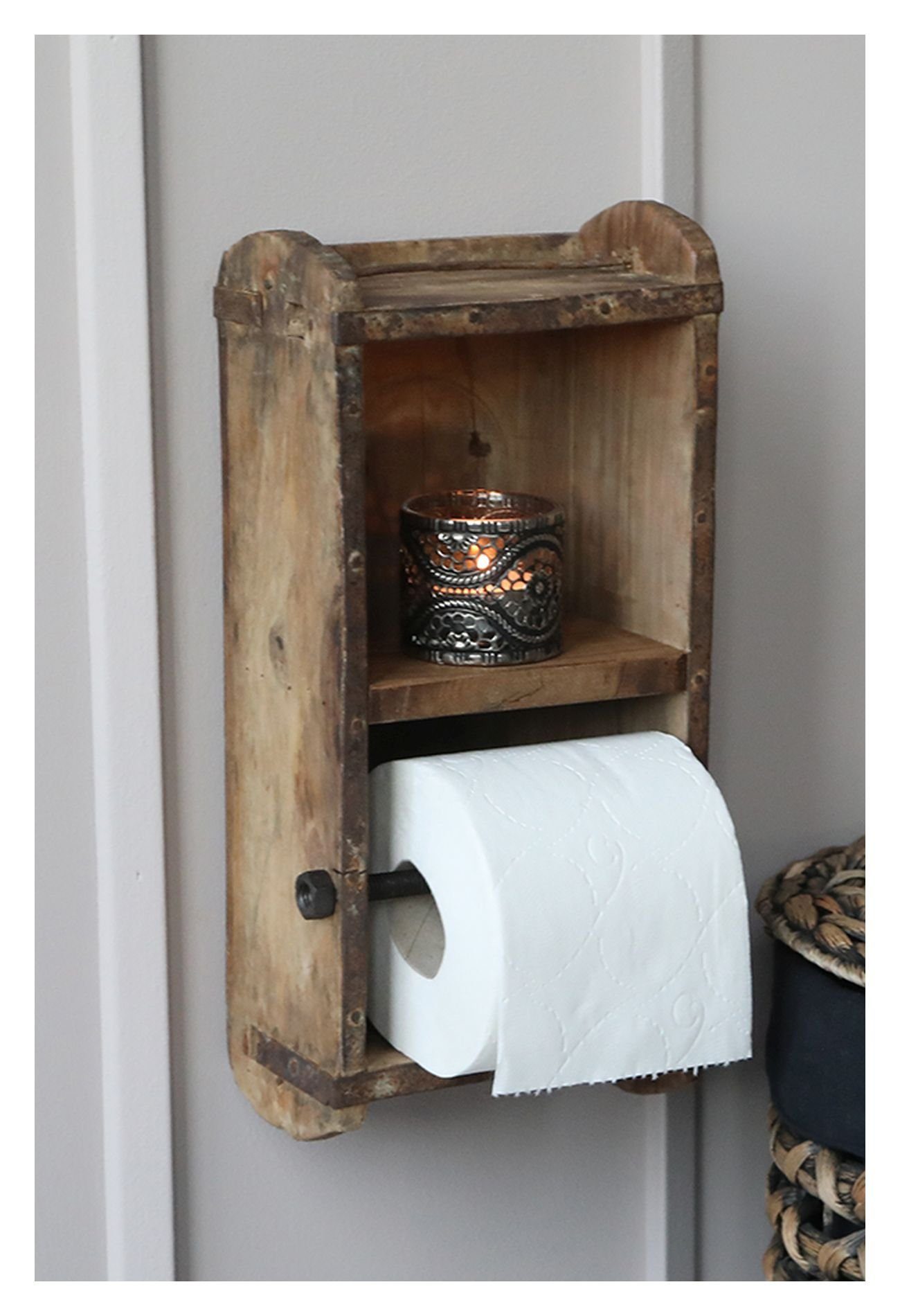 Chic Antique Toilettenpapierhalter Chic Antique Wand- Toiltettenpapier-  Halter Ziegelform Holz 41482-00