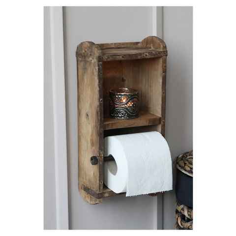 Chic Antique Toilettenpapierhalter Chic Antique Wand- Toiltettenpapier- Halter Ziegelform Holz 41482-00