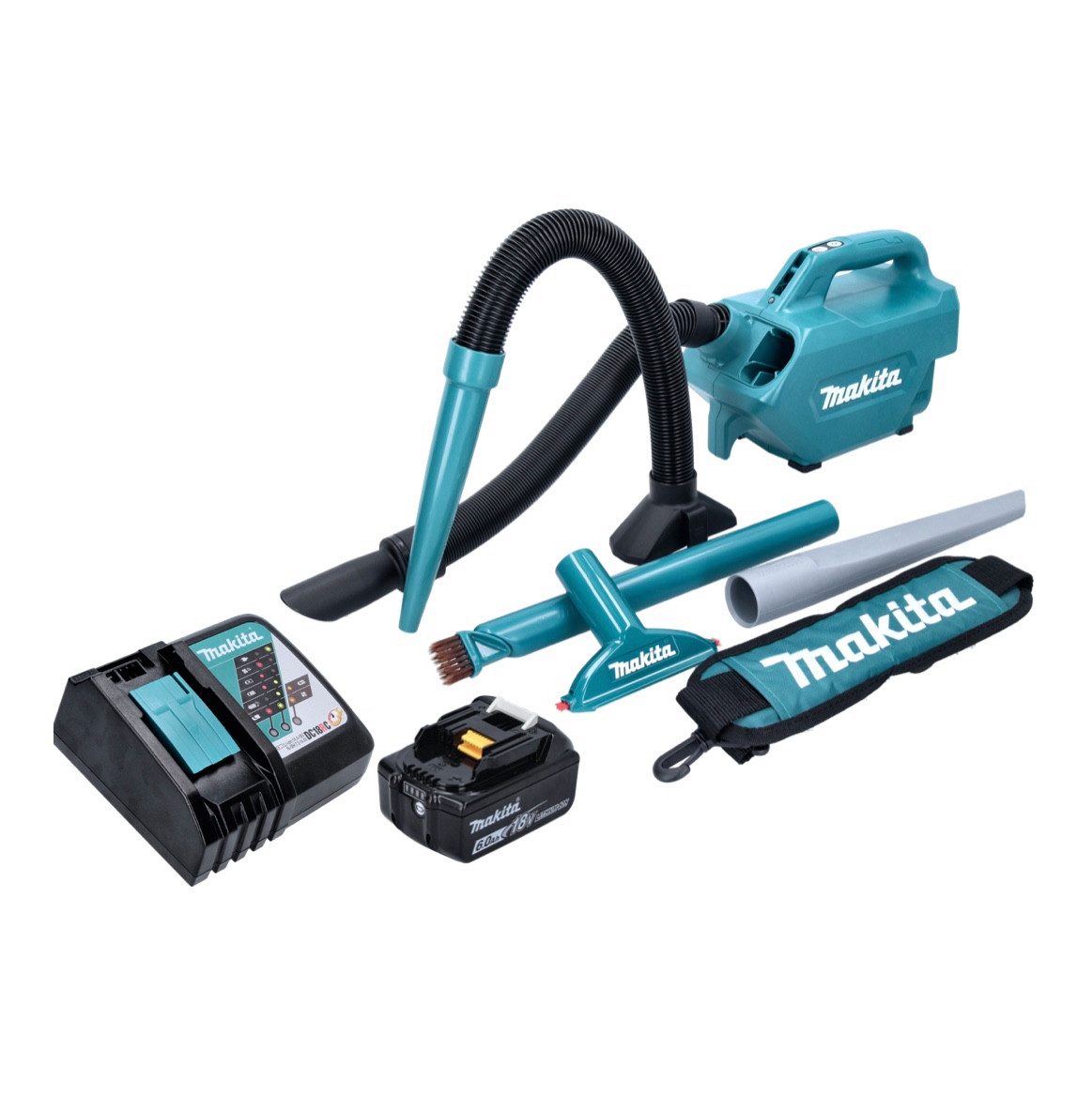 Makita Akku-Handstaubsauger DCL 184 RG1 Akku Staubsauger 18 V 54 mbar 0,5 l + 1x Akku 6,0 Ah