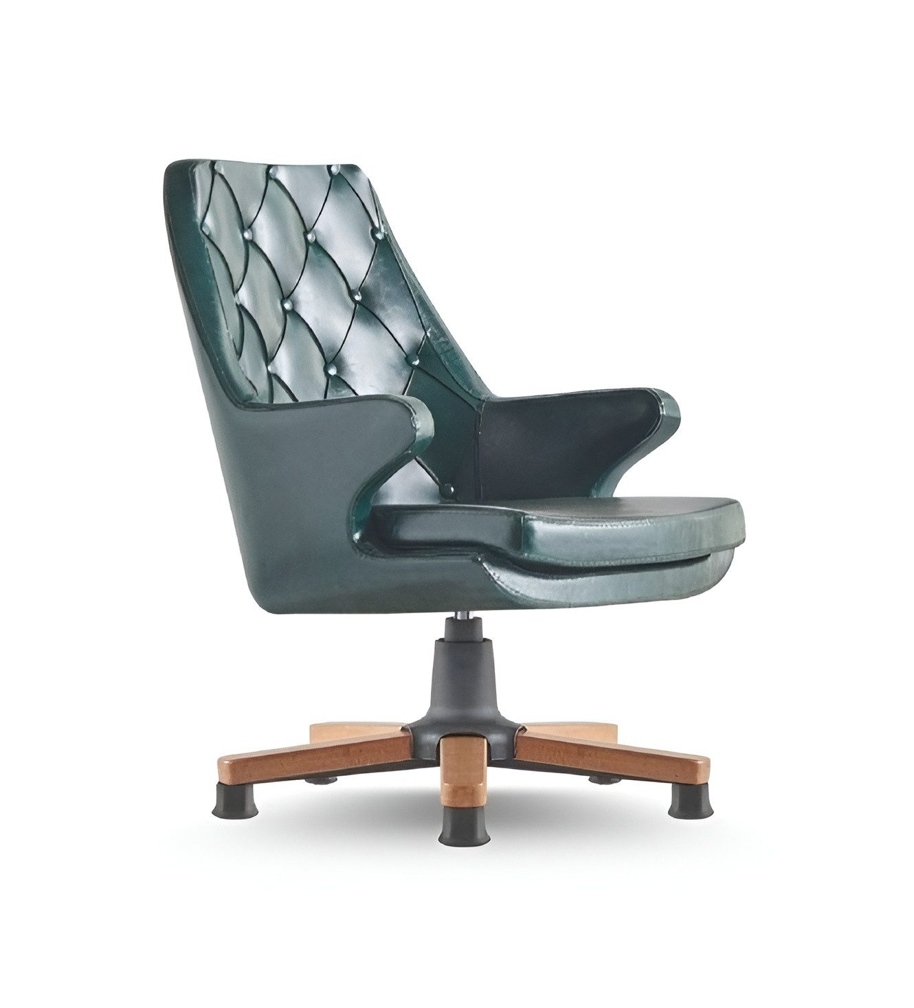 Xlmoebel Chefsessel Grüner Chesterfield Bürostuhl mit Knöpfen aus Leder (1 St), Made in Europa