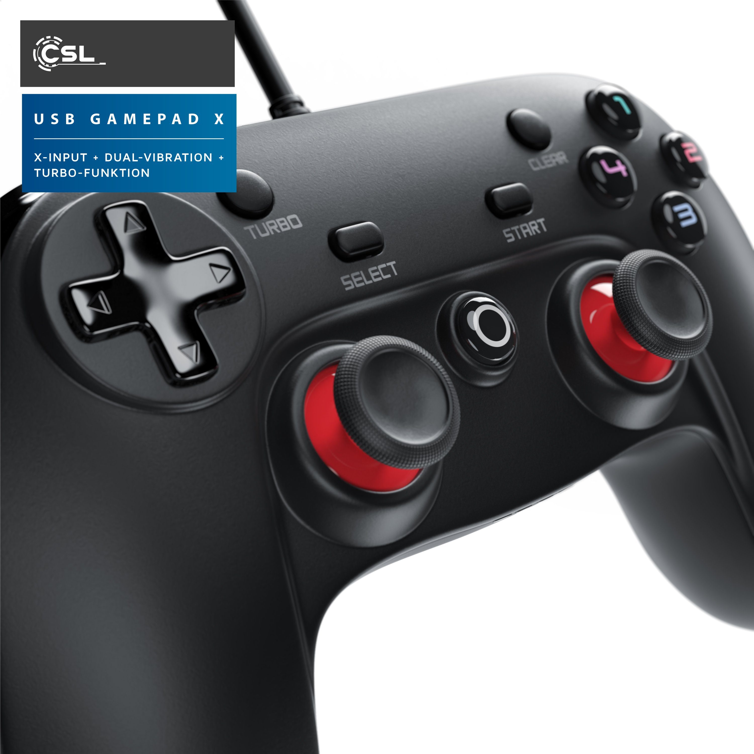PC Direct Gaming-Controller St., Funktion, X-Input) (1 Turbo Gamepad, Vibration, CSL PS3 & Dual &