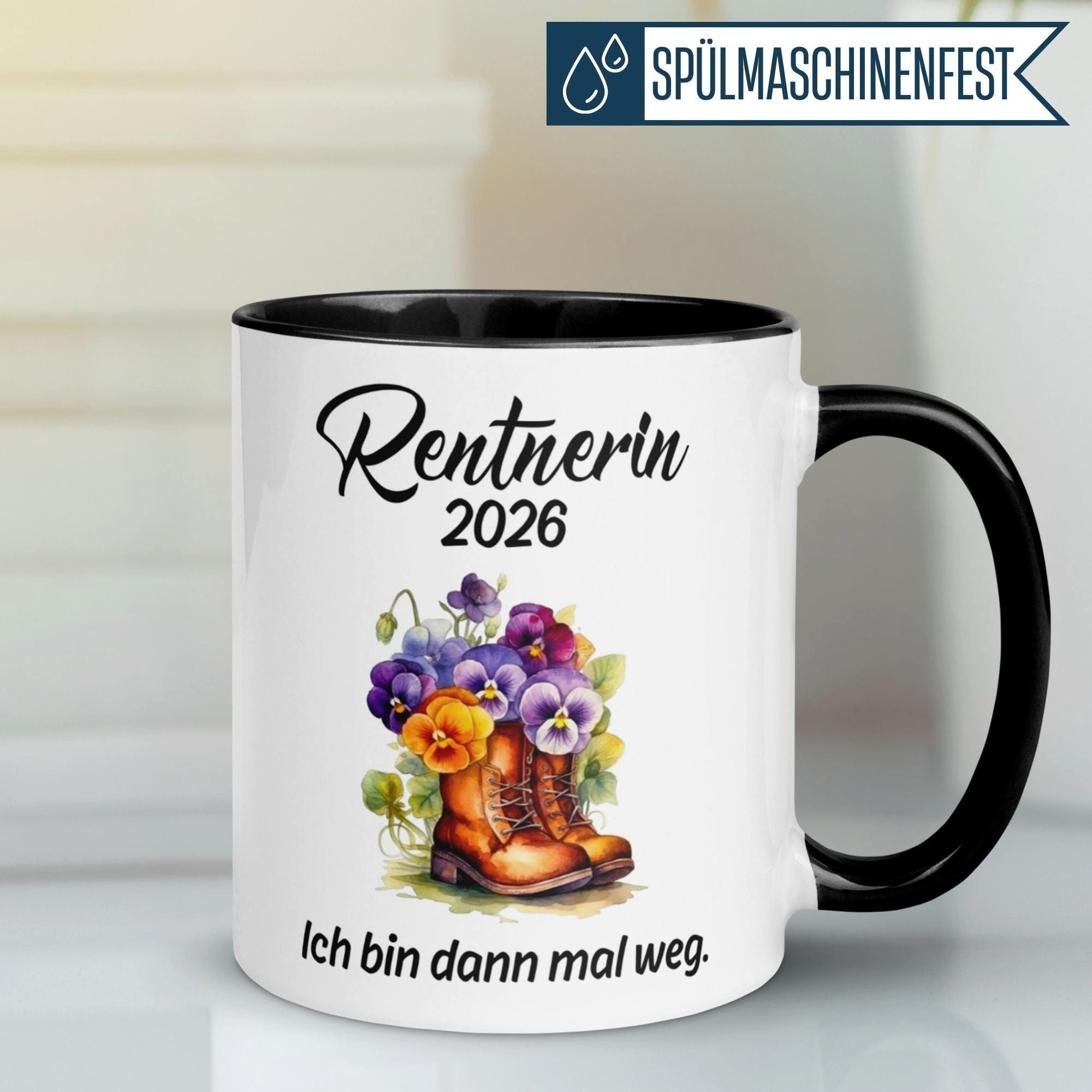 Momentals Tasse Rentnerin 2026 – „Ich bin dann mal weg“ – Geschenk Renteneintritt Frau, Gratis Versand · Links-&Rechtshänder · Spülmaschinenfest