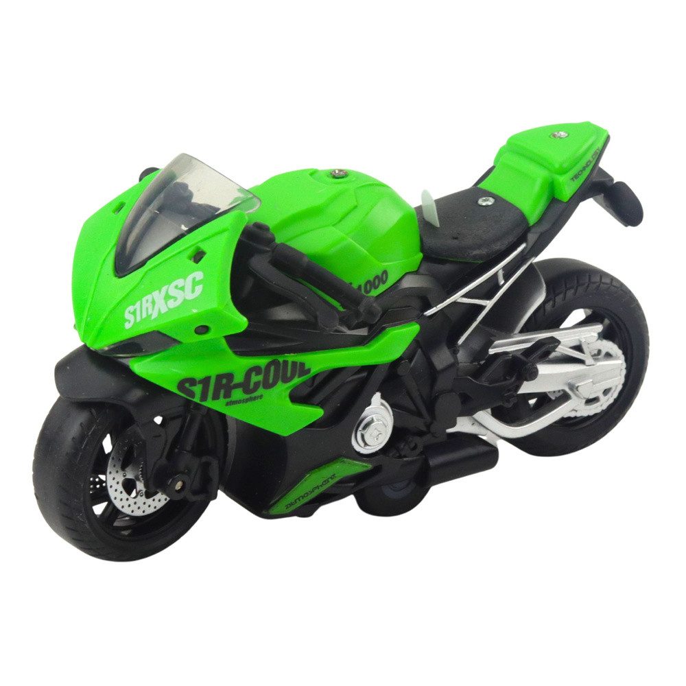 LEAN TOYS Spielzeug-Motorrad Rennmaschine Sportmotorrad Modellmotorrad, (Spar-Set, 1-tlg., 16 x 9 x 8 cm leuchtend), Licht- & Soundeffekte, Schwungradantrieb
