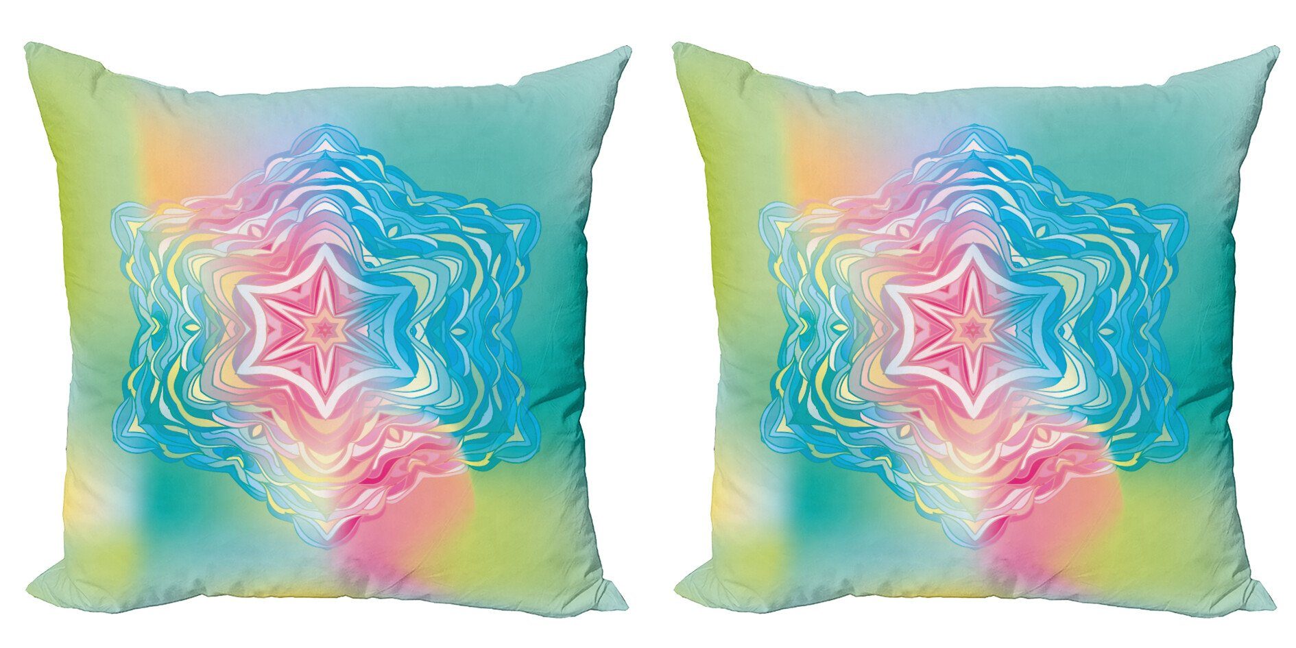 Kissenbezüge Modern Abakuhaus Digitaldruck, Stück), Blumen (2 Regenbogen Doppelseitiger Blumen-Mandala Accent