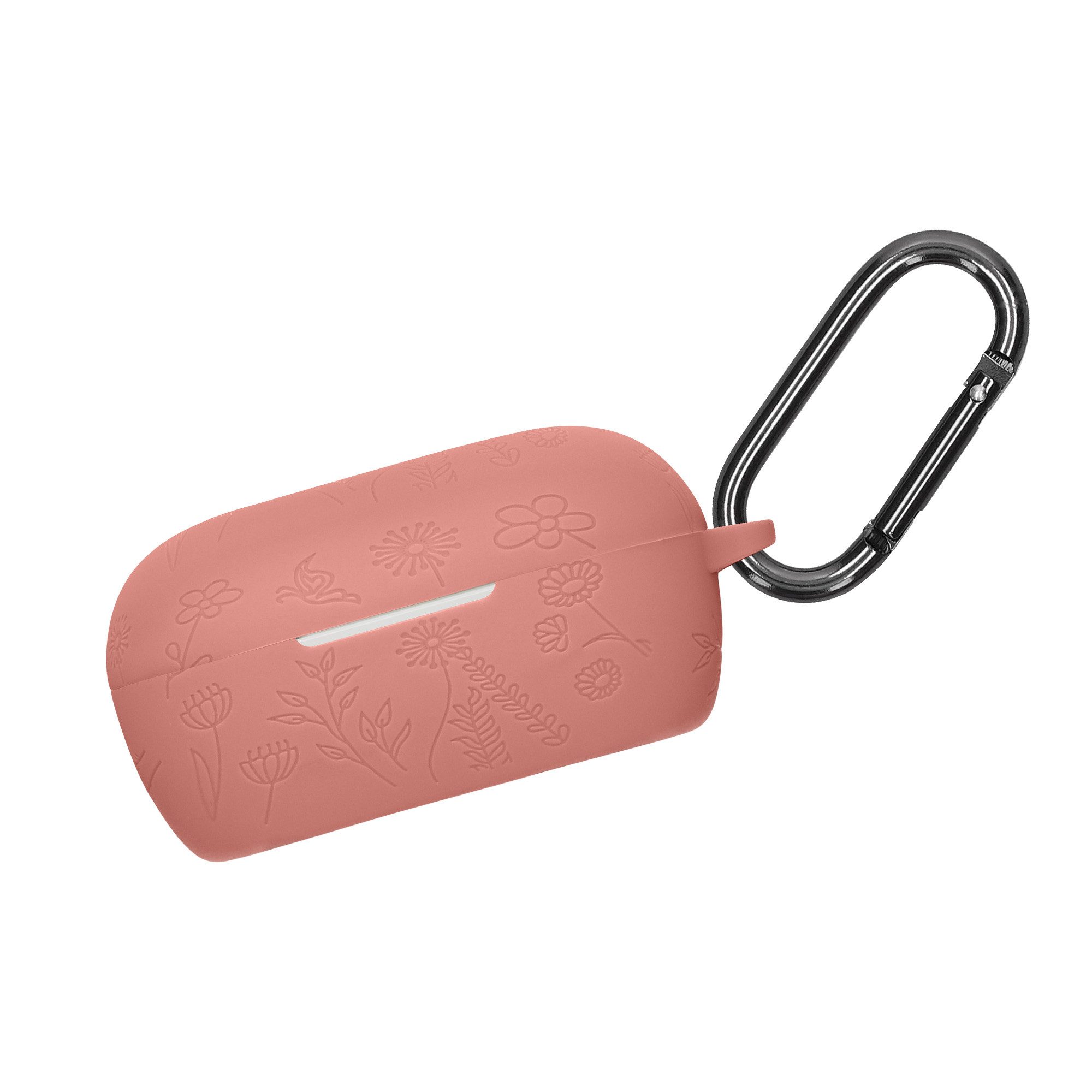 kwmobile Kopfhörer-Schutzhülle Silikon Case für Bose QuietComfort Earbuds Hülle, Schutzhülle für Kopfhörer mit Karabiner - Dark Rose