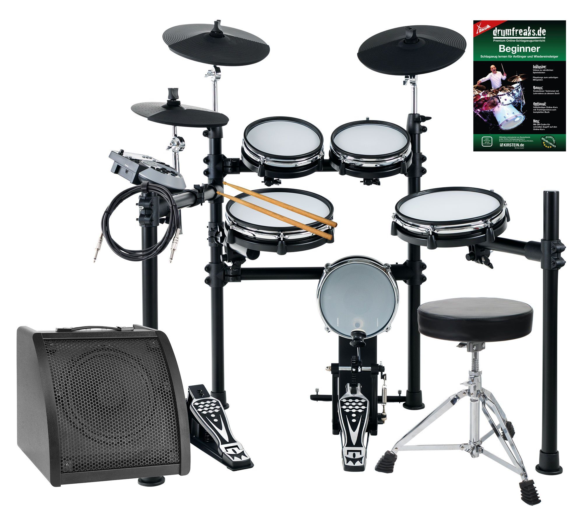 XDrum E-Drum DD-530 E-Drum mit Mesh Heads Live Set, 15-St., USB MIDI, 45 Drumkits, 400 Sounds und Lernmodus