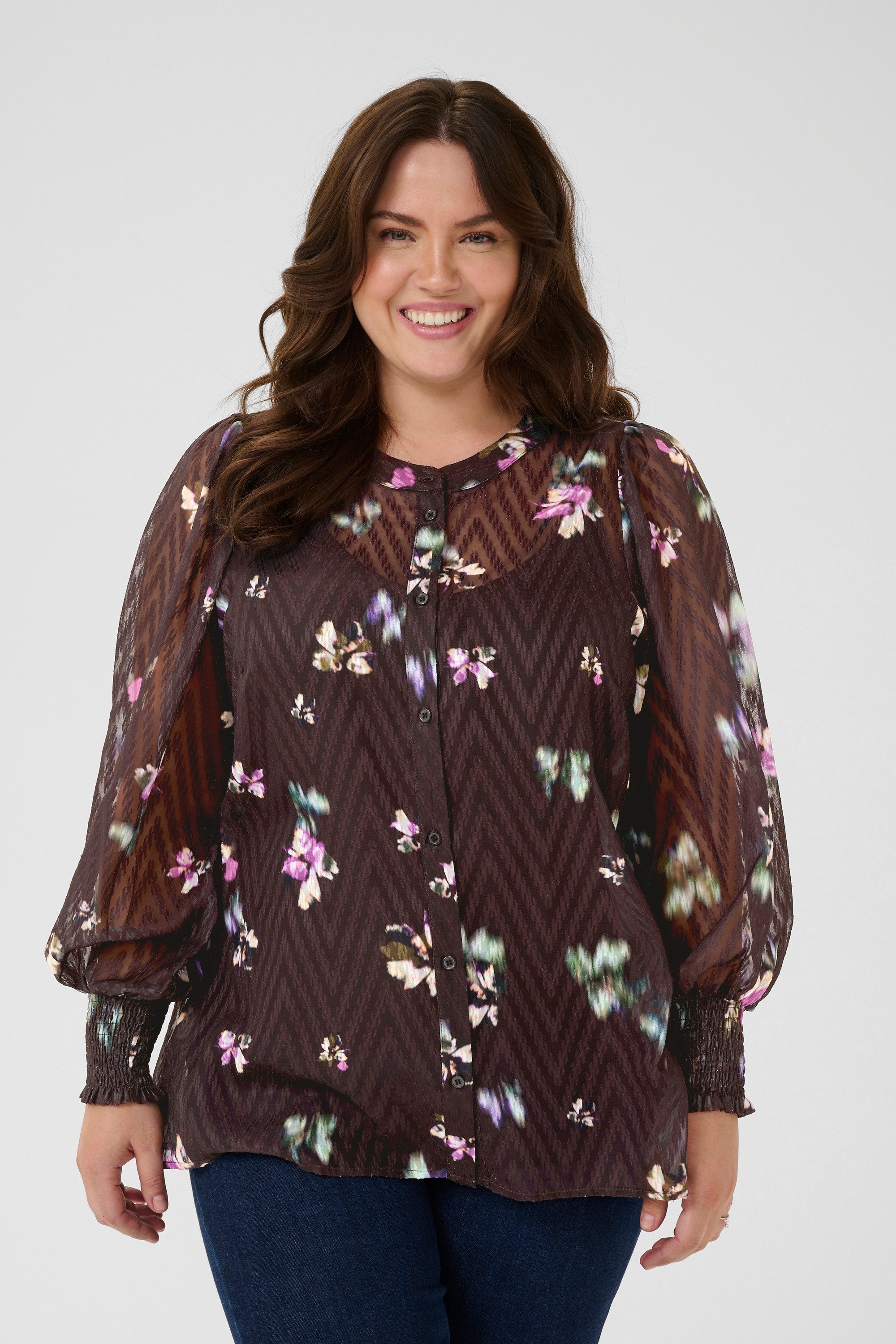 KAFFE Curve Langarmhemd Langarm - Hemd KCclara Große Größen