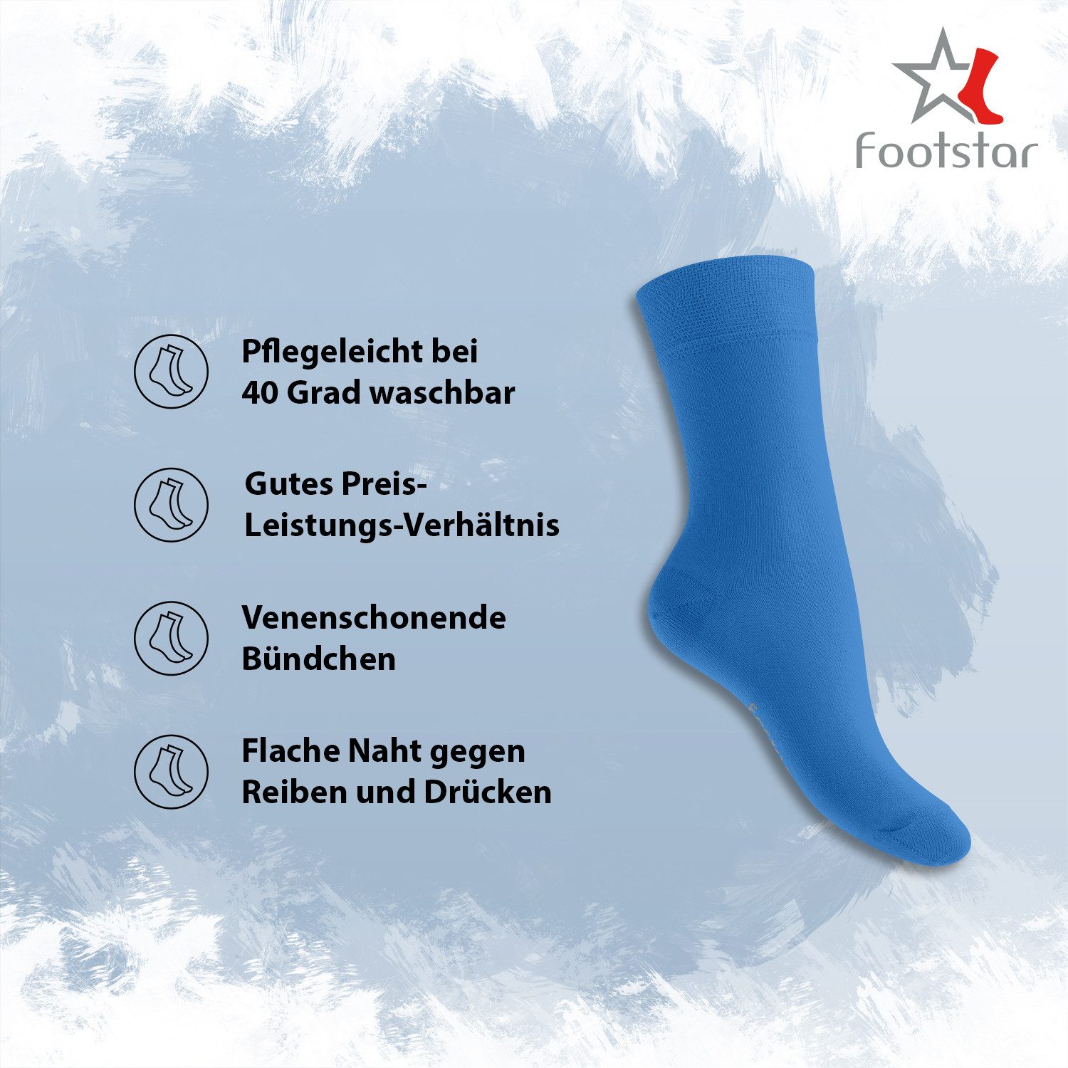 Footstar Basicsocken EVERYDAY! 10 PAAR Damen Herren Socken mit Baumwolle Basic Socken – Bild 2 von 3