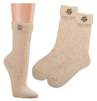 Wowerat Trachtensocken Umschlag Socken Edelweiss (2-Paar, 2 Paar)