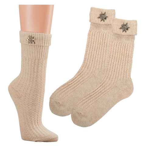 Wowerat Trachtensocken Umschlag Socken Edelweiss (2-Paar, 2 Paar)