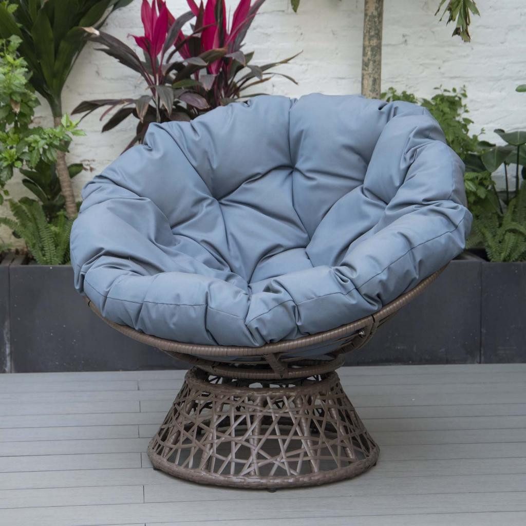 PureHaven Gartenlounge-Sessel 92x80x80,5 cm aus Rattan Rundkissen drehbar 360 Grad