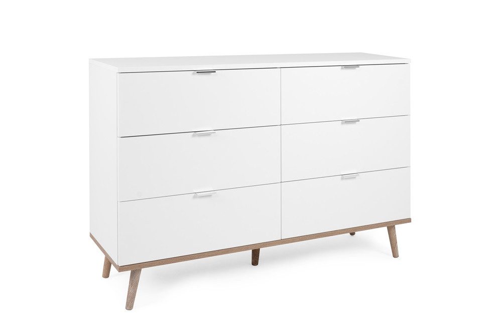 Finori Sideboard Kommode 2 Oslo, Skandinavisch, weiß / Sonoma Eiche