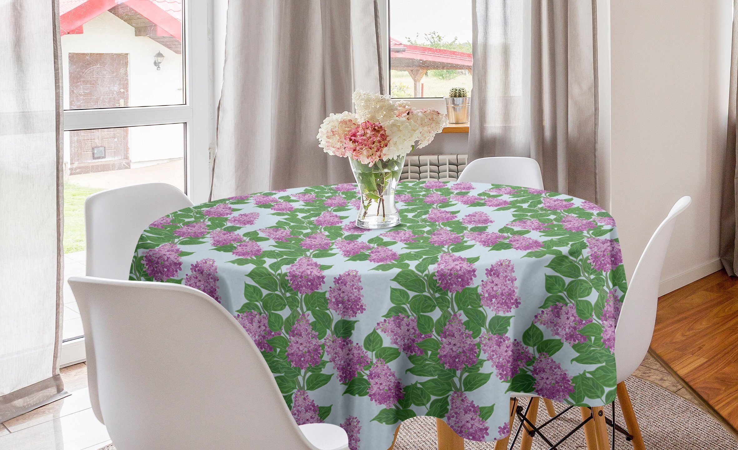 Abakuhaus Tischdecke aus Tischdecke Abdeckung Esszimmer Blumen Sträuße Kreis Küche Lila für frischen Dekoration