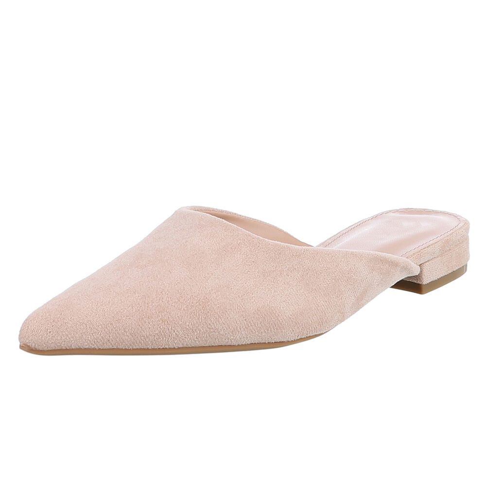 Ital-Design Elegante Slipper aus Wildlederimitat für Damen Pantolette (89372418) Blockabsatz Мулы in Beige