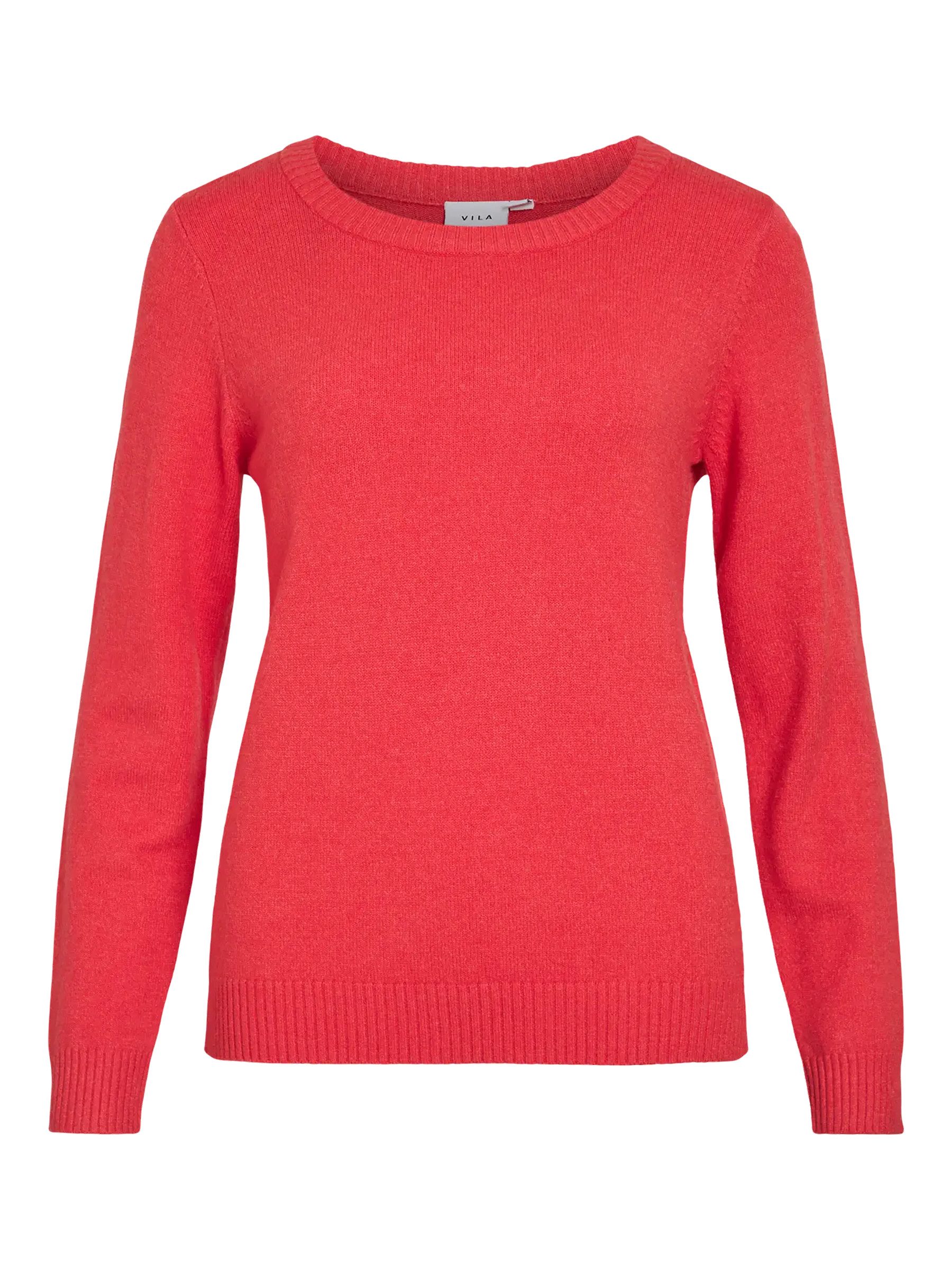 Vila Strickpullover Dünner Rundhals Strickpullover VIRIL für Damen (1-tlg) Regular Fit Rundhals unifarben wärmend Ohne Verschluss
