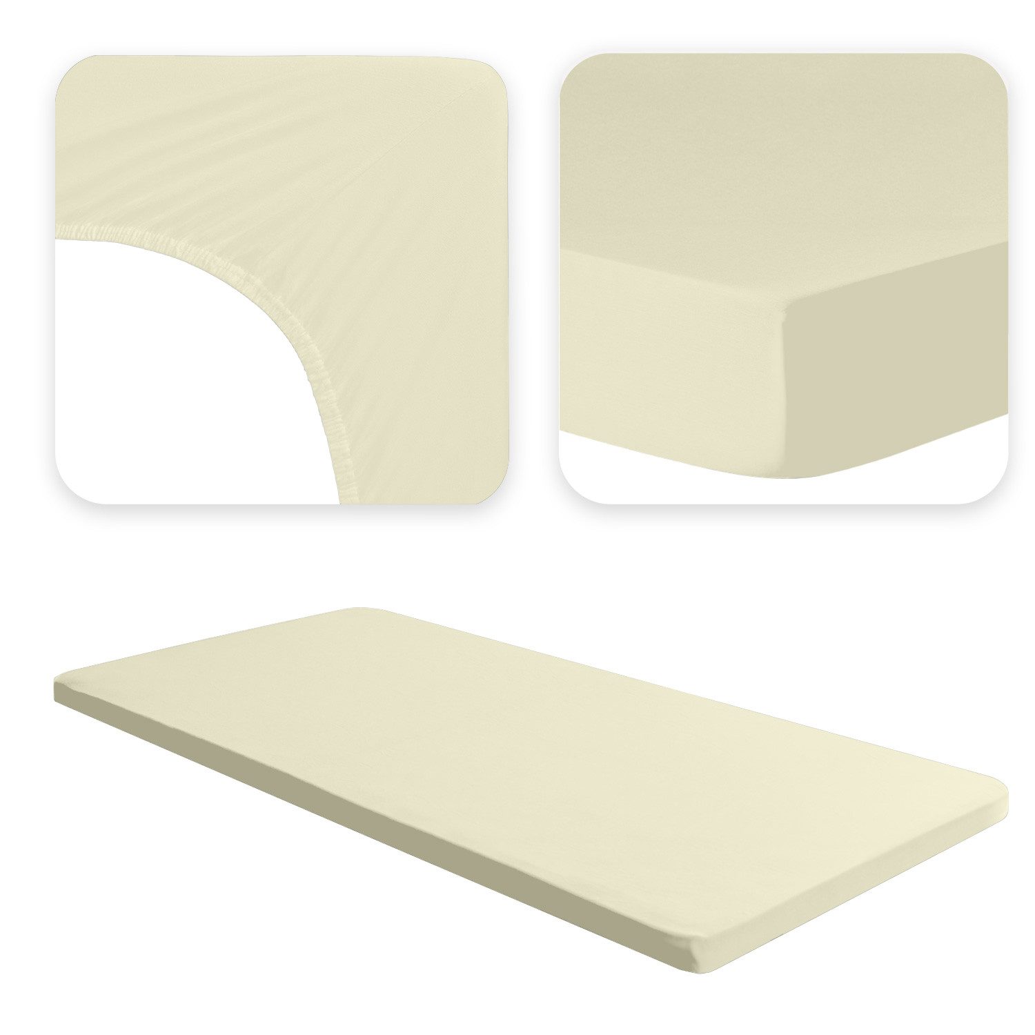 Jacobson Spannbettlaken TOPPER aus 100% Baumwolle, Jersey Bettlaken 160 g/m², Spannbetttuch mit Gummizug, pflegeleicht & viele Farben – Bild 2 von 5