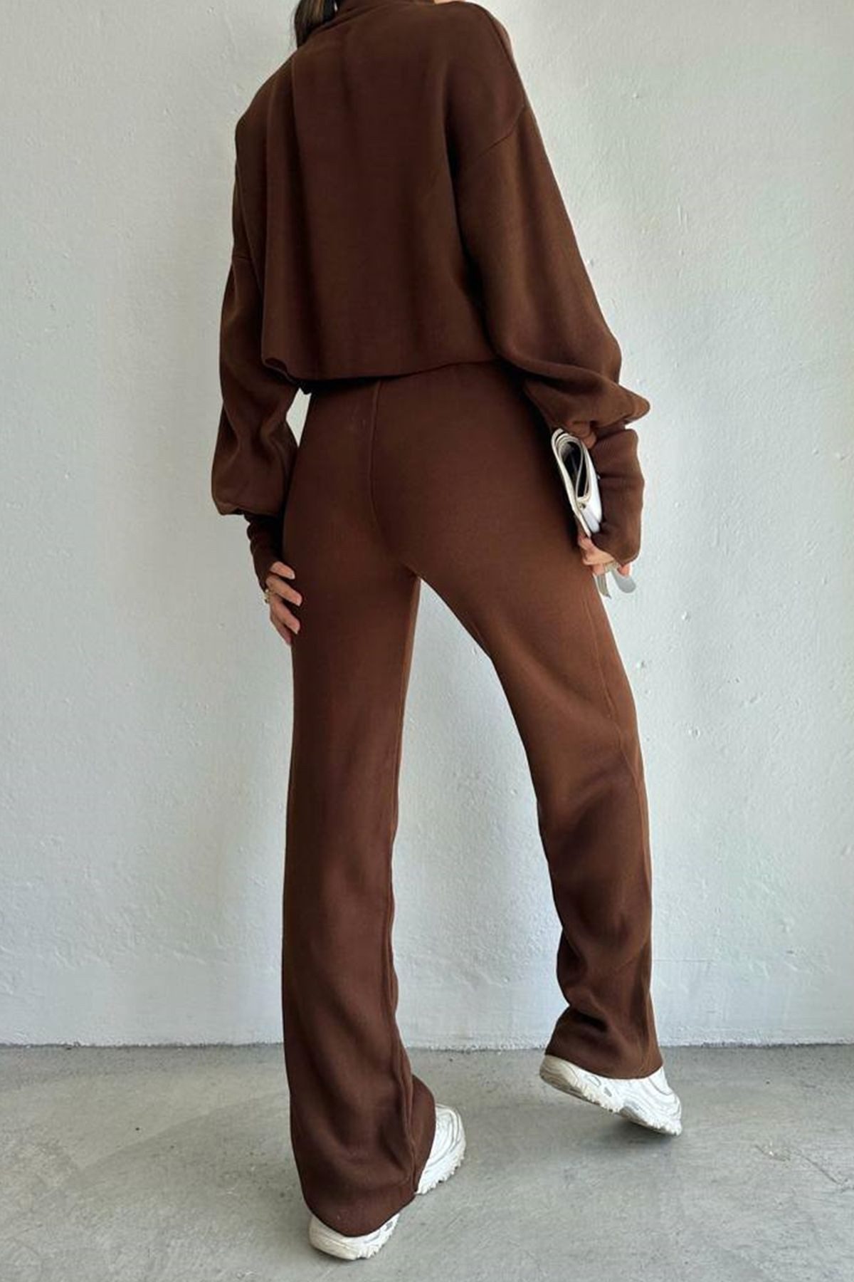 WOMAN VISION Blusentop Rollkragenpullover und hochgeschnittene Strickhose (Oberteil und Hose)