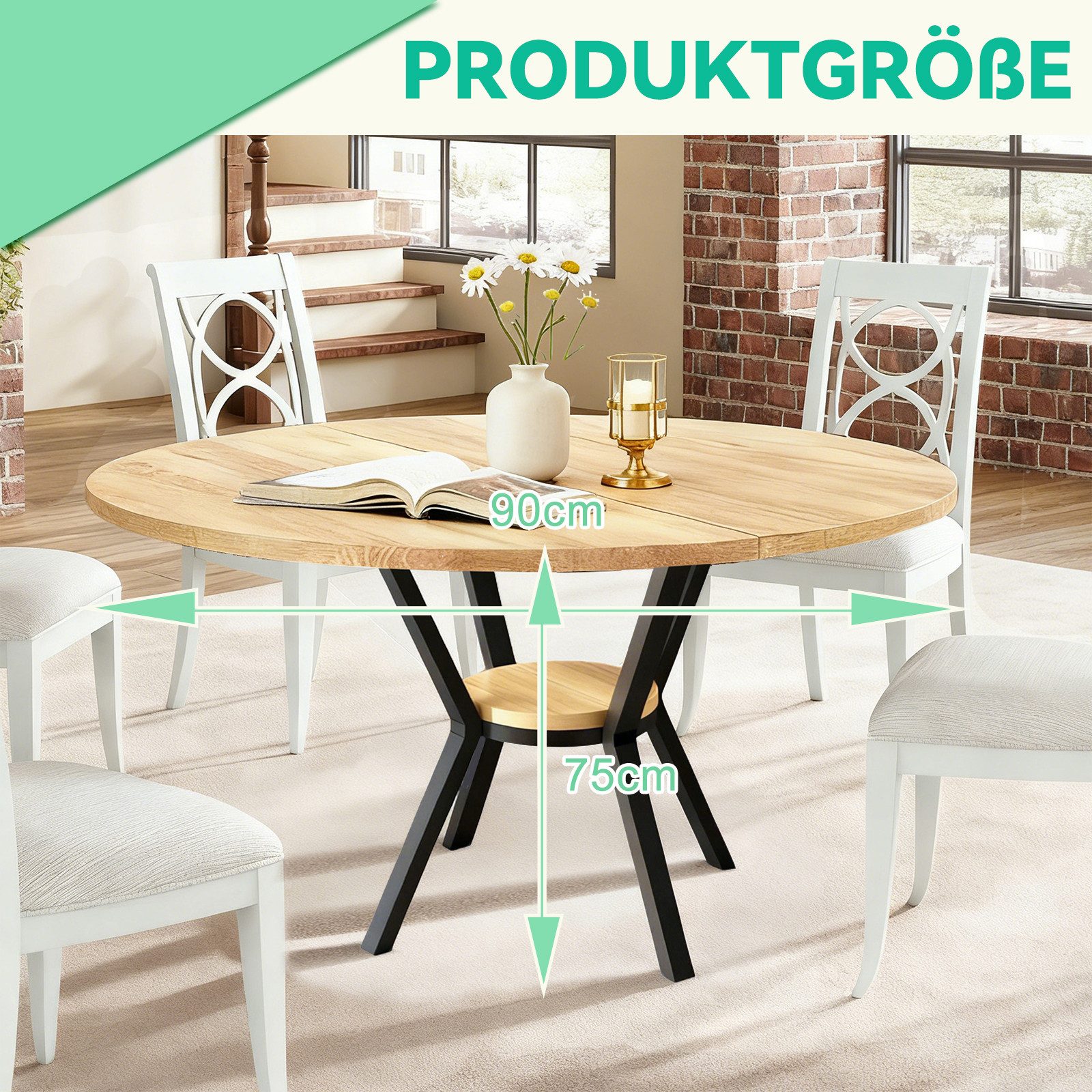 TWSOUL Esstisch Runder Küchentisch für 2–4 Personen, Esszimmertisch mit Abl günstig online kaufen