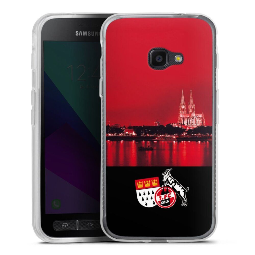 DeinDesign Handyhülle Skyline 1. FC Köln Offizielles Lizenzprodukt Skyline Köln Rot, Samsung Galaxy Xcover 4 Silikon Hülle Bumper Case Handy Schutzhülle