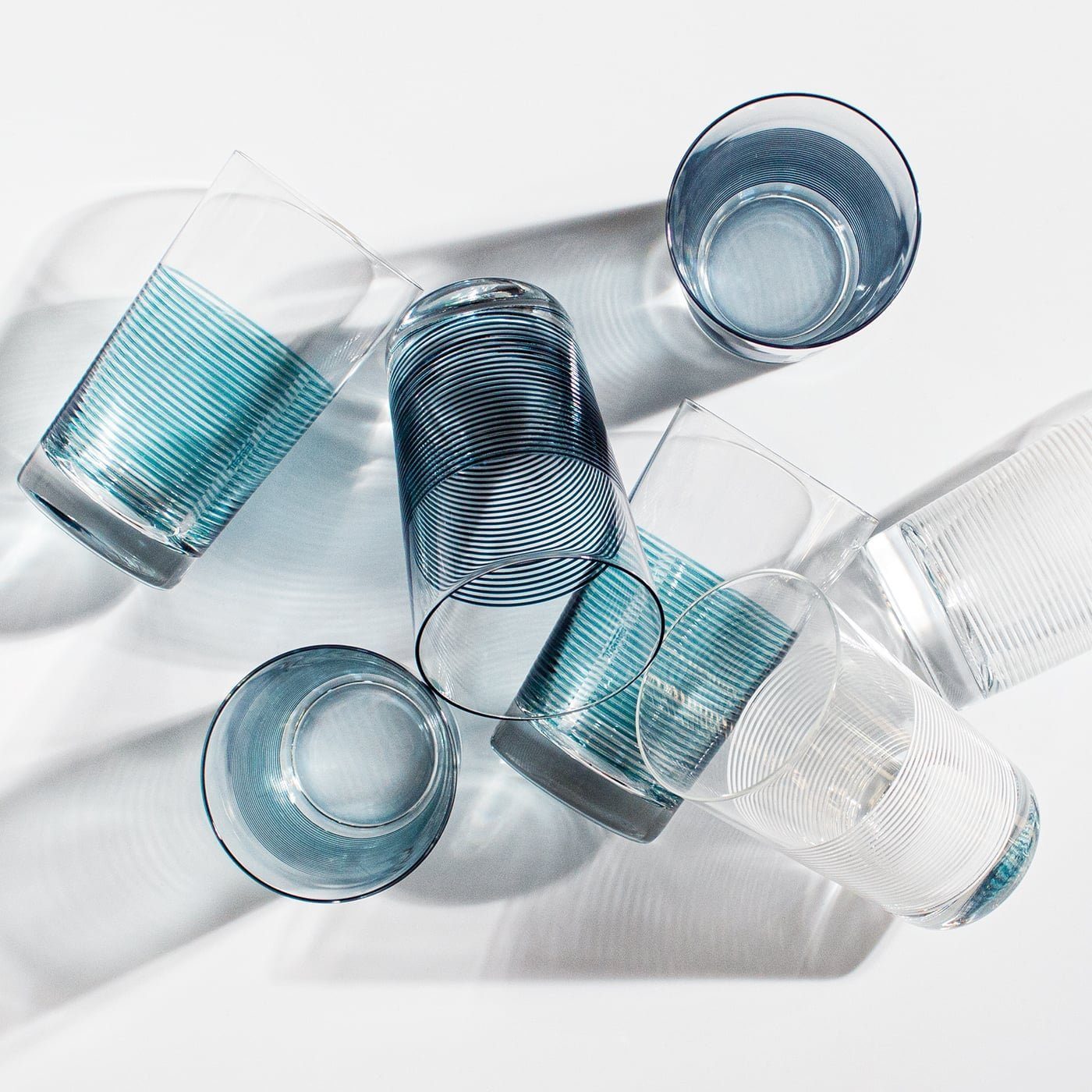 Thomas Porzellan Glas Stripes Glas Night Nordic Becher, Blue
