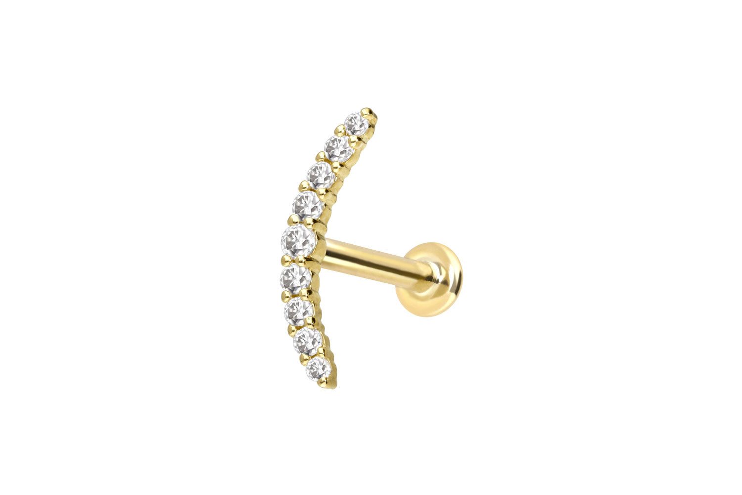 PIERCINGLINE Piercing-Set 14 Karat Gold Labret mit Innengewinde MOISSANIT-BOGEN (Labrets, 1-tlg)