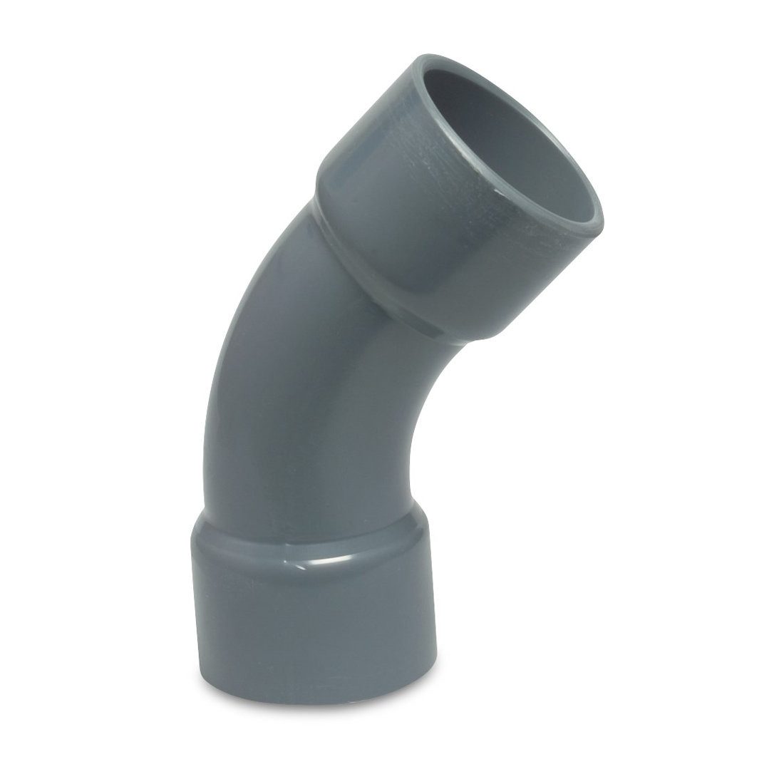 Mega Group Gewindefitting Bogen 45° PVC-U Klebemuffe 10 - 16 bar, grau - aus Rohr hergestellt, Ø 32 mm (PN16)