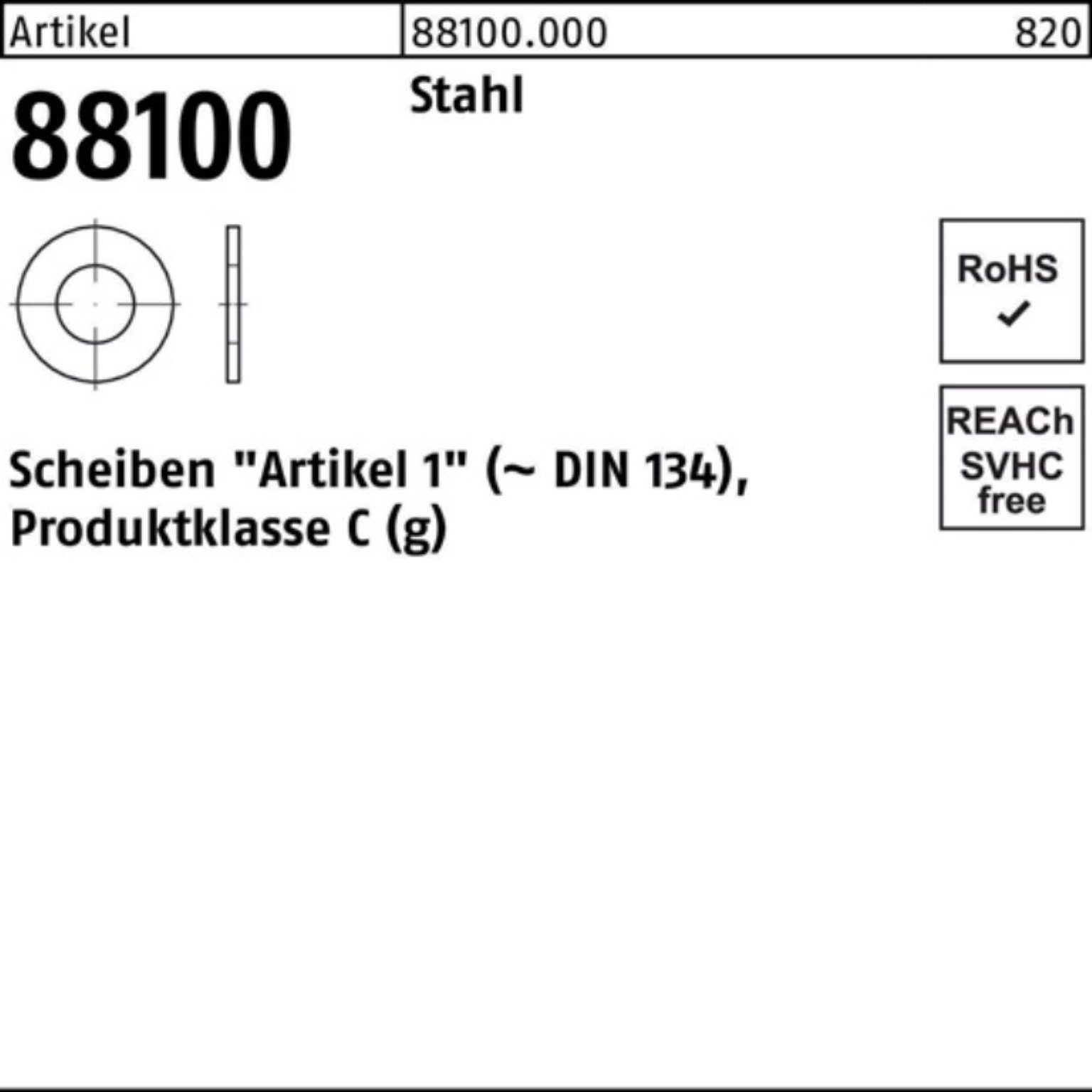 Reyher Unterlegscheibe 100er Pack Unterlegscheibe R 88100 36x 72x5 Stahl 50 Stück Artikel 88