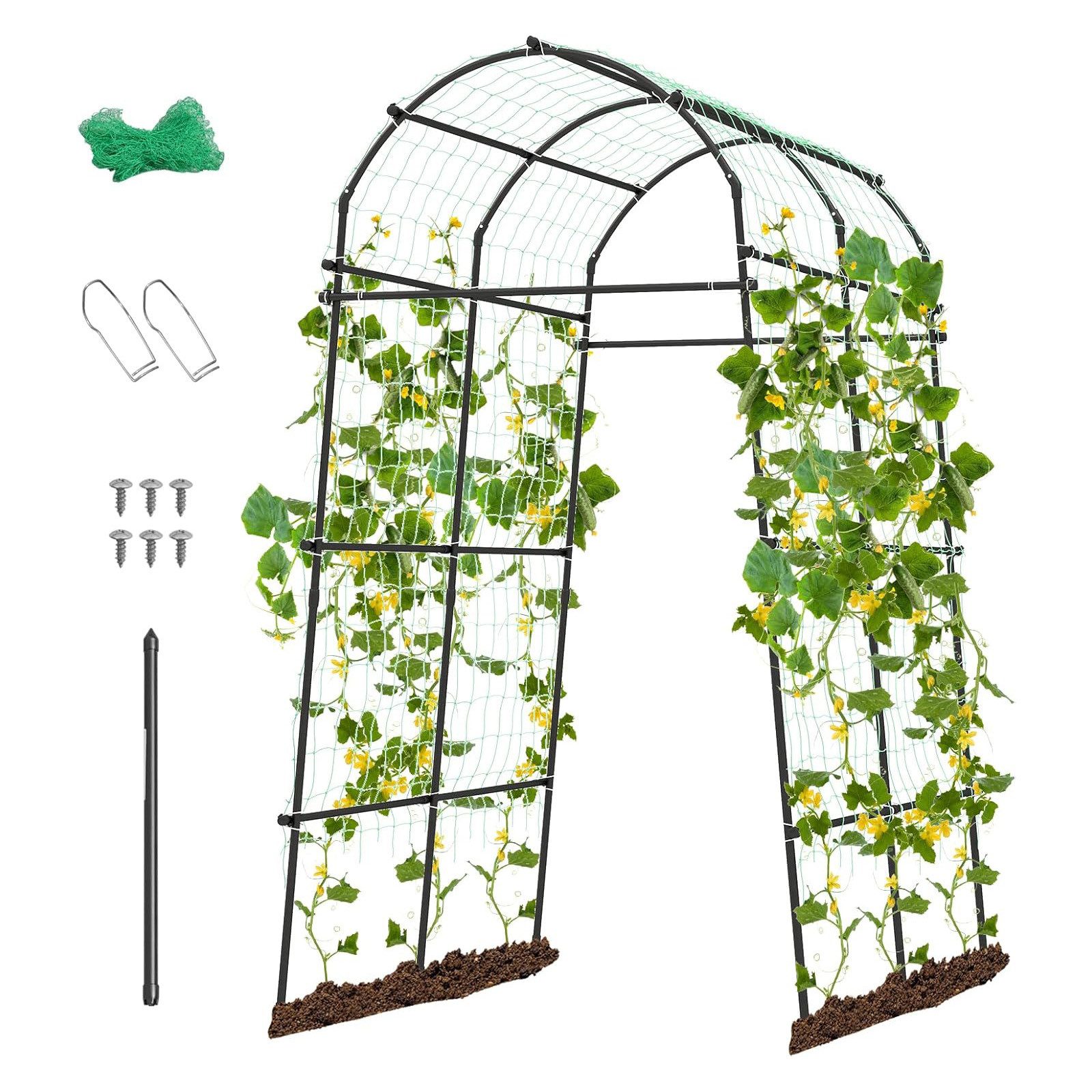 KOMFOTTEU Rankgitter Gartengurkengitter, mit Ranknetz, A-Rahmen-Stützen & B günstig online kaufen
