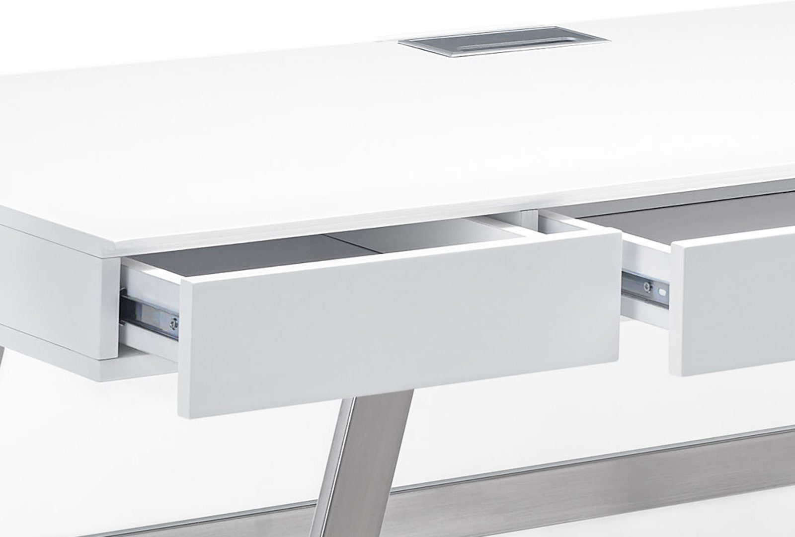3 cm), (Laptoptisch furniture x Aspen lackiert, 140 mit in MCA Schubladen weiß 60 Edelstahl, Schreibtisch
