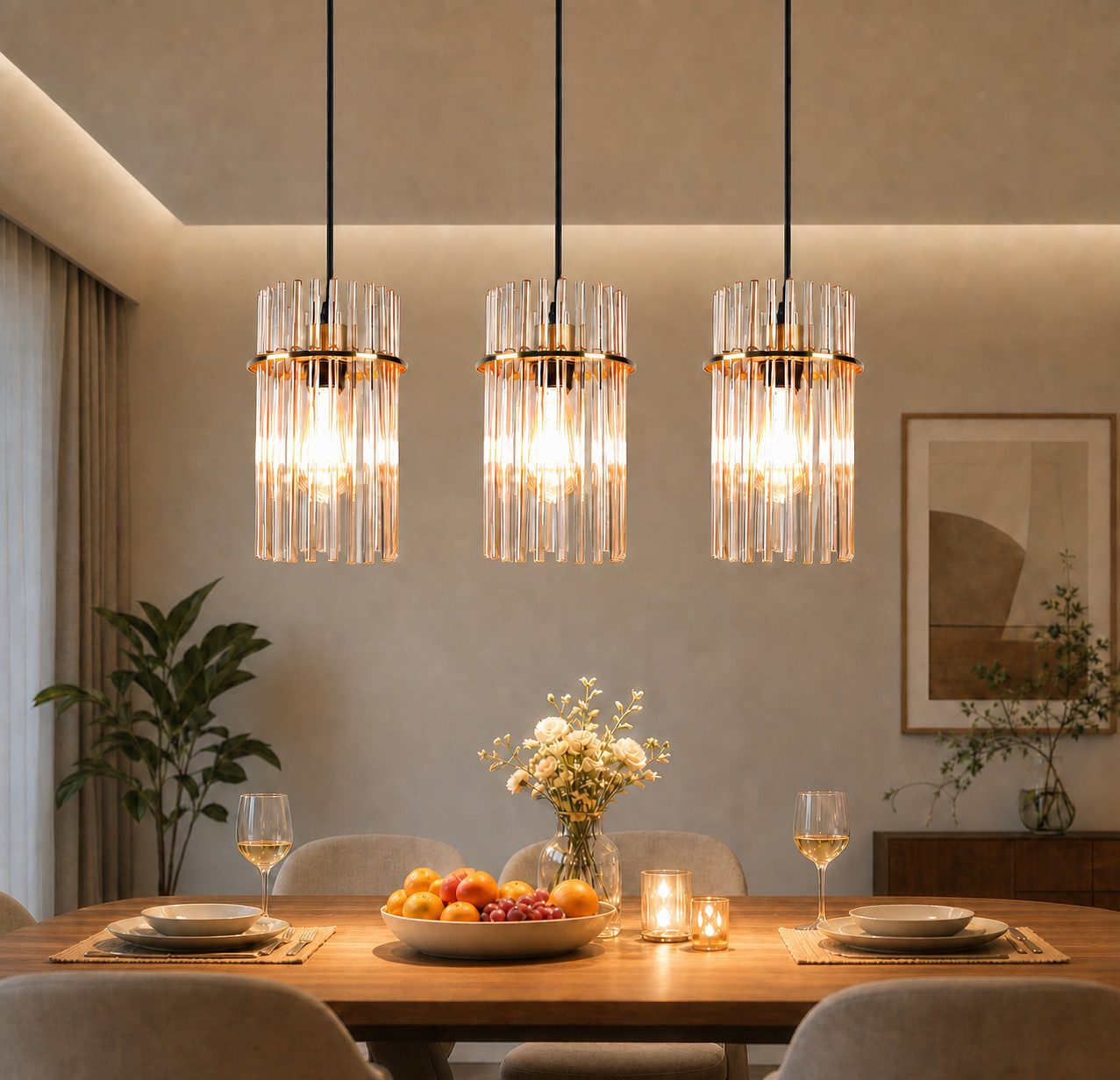Nettlife LED Pendelleuchte Glas modern Gold/Schwarz E27 Hängelampe 3 Flammig Hängeleuchte 16cm, ohne Leuchtmittel, für esstisch esszimmer Wohnzimmer Küche