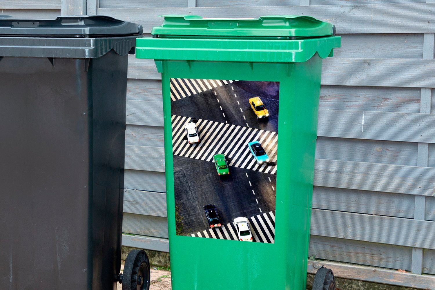 MuchoWow Mülltonne, Abfalbehälter St), (1 Shibuya, Container, Wandsticker Zebrastreifen in Japan Sticker, Mülleimer-aufkleber,