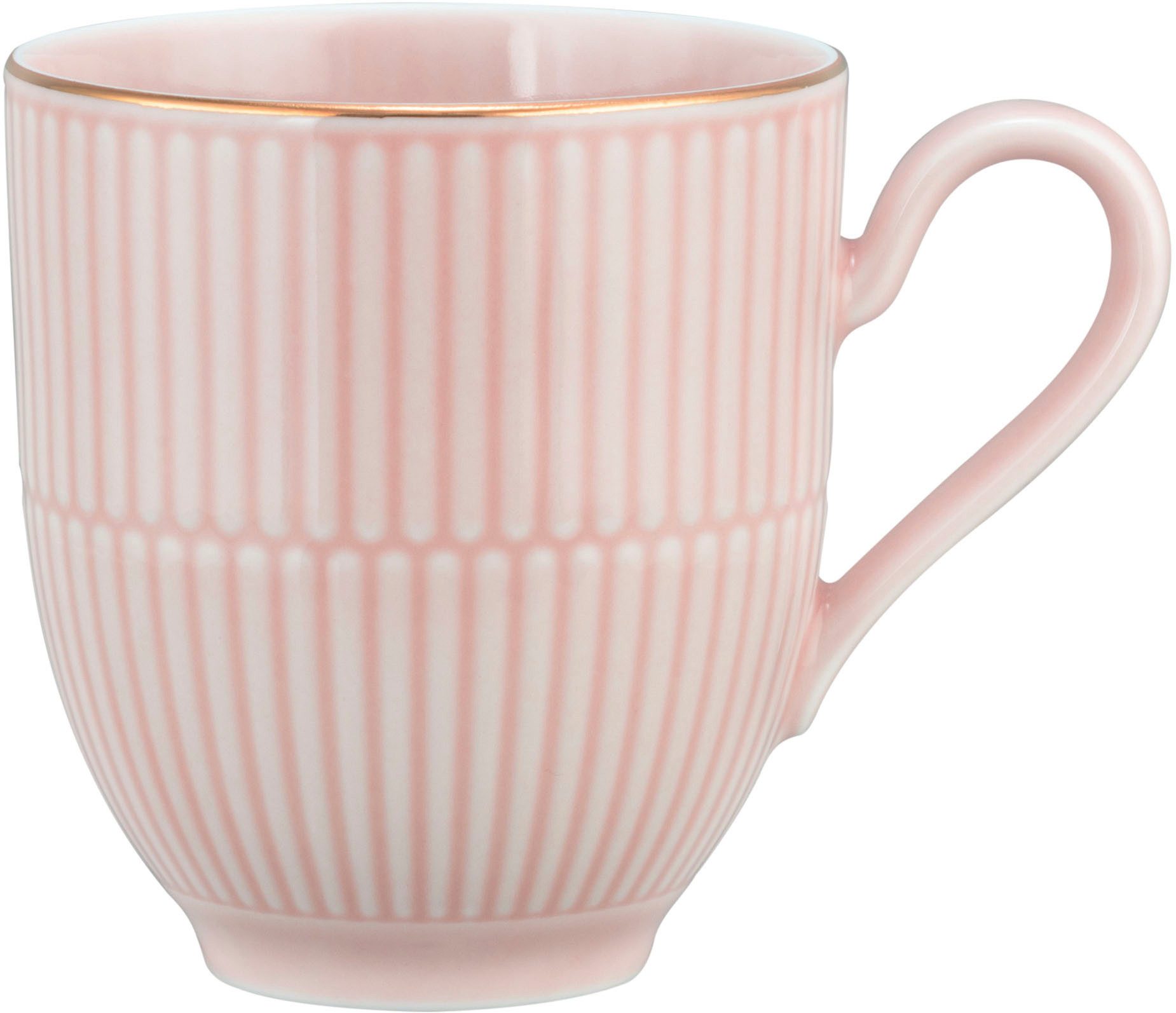 Seltmann Weiden Becher Amina, 1-tlg., Porzellan, Kaffeebecher, Tasse, mit Relief und edler Goldumrandung