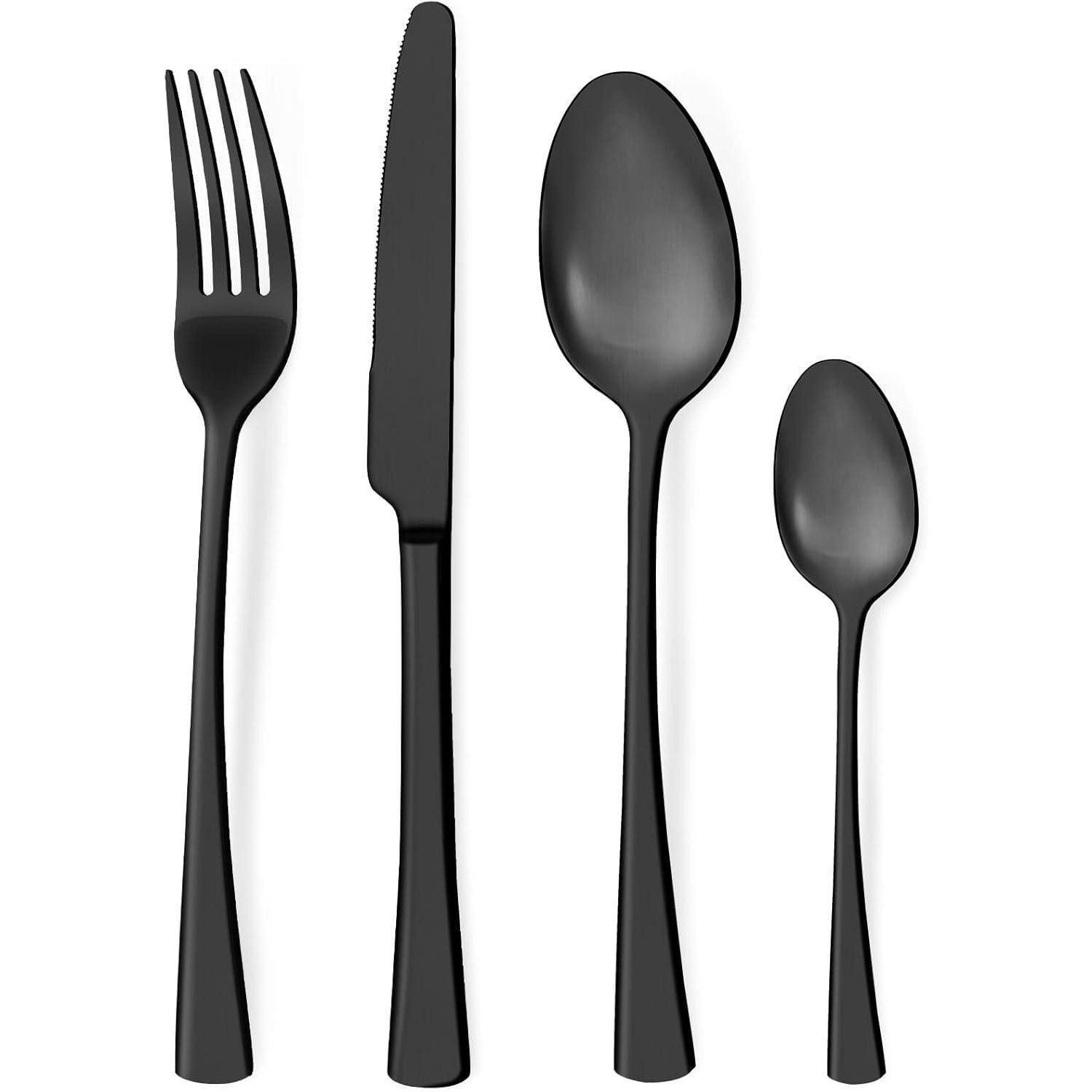 LuxusKollektion Besteck-Set Besteckset Edelstahl 6 Personen 24 Teilig schwarz Matt 24 teilig
