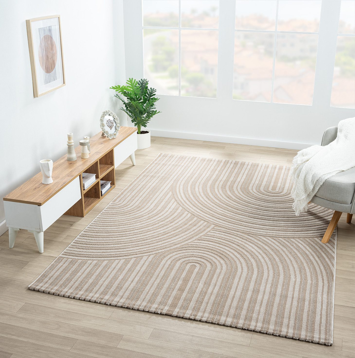 Vimoda Teppich Wohnzimmer Hochtief-Muster, Rechteck, Teppich günstig online kaufen