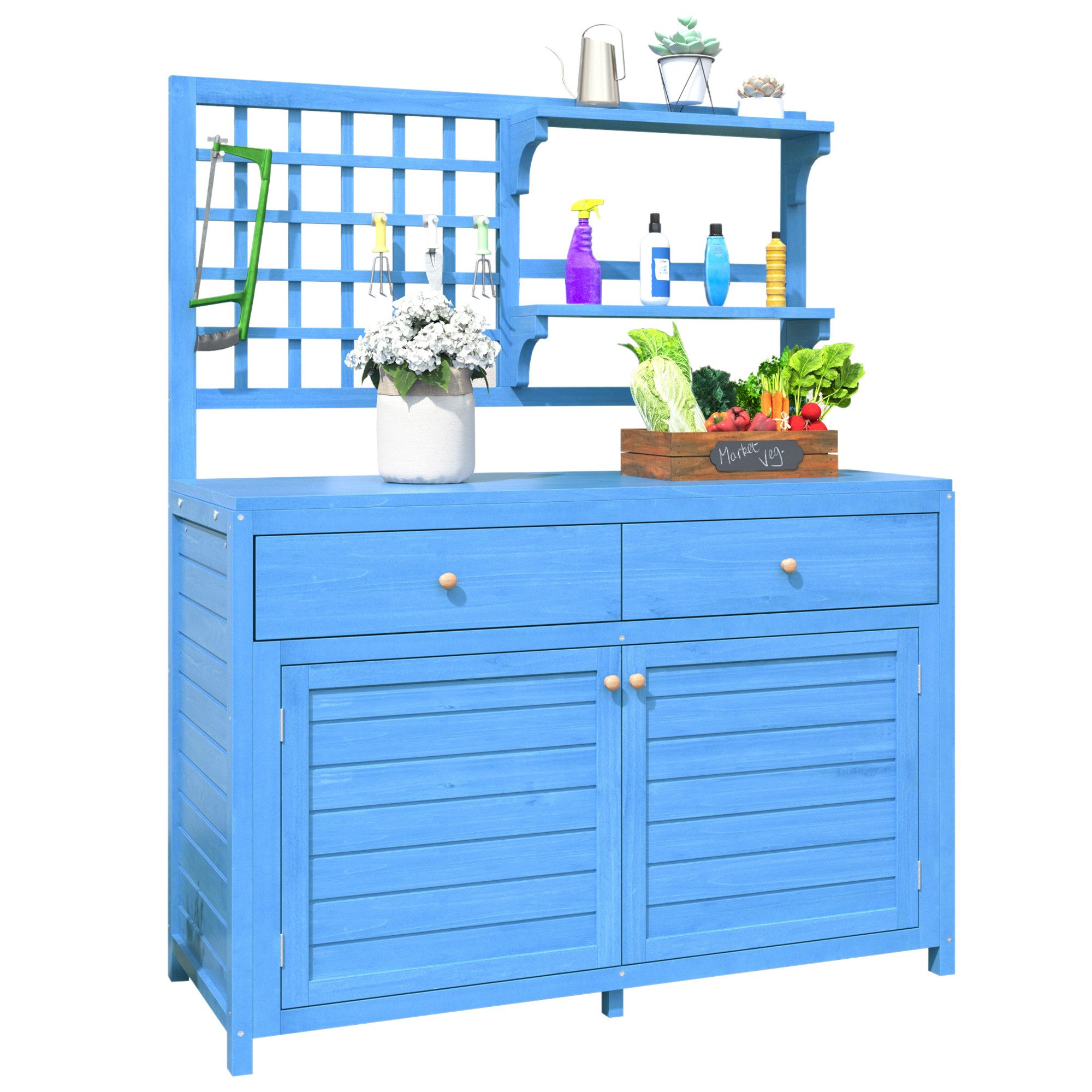 HAUSS SPOLE Geräteschrank Gartenschrank mit Regalen, 2 Schubladen, Terrasse günstig online kaufen