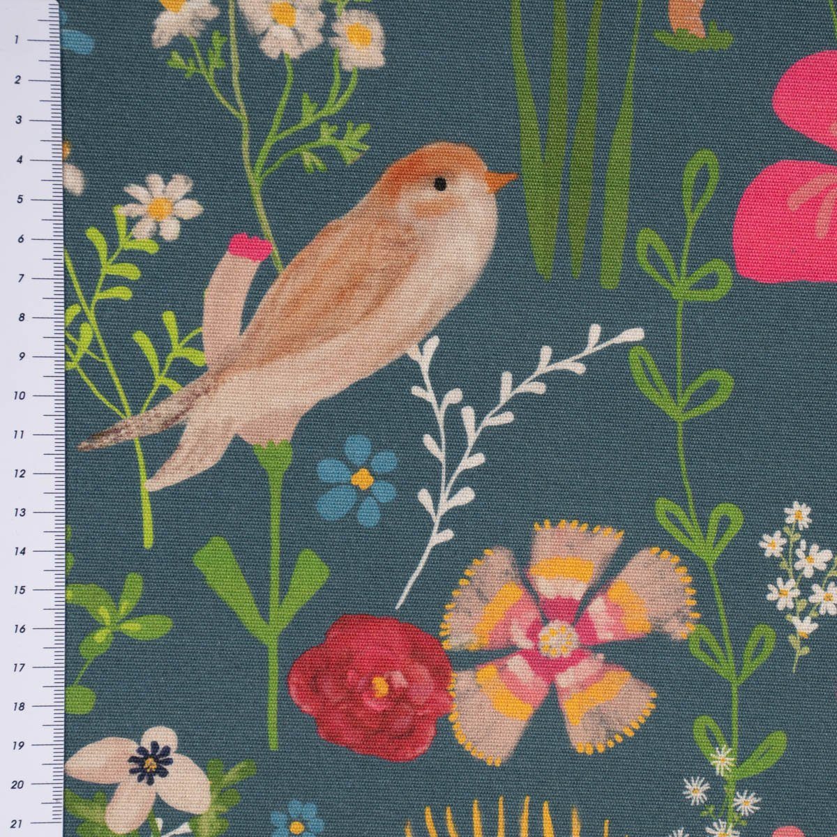 SCHÖNER LEBEN. Tischdecke Tischdecke abwaschbar Floral Happy Garden Blumen Vögel blau bunt, Outdoor,made in Germany,handmade,beschichtet,abwaschbar – Bild 5 von 5