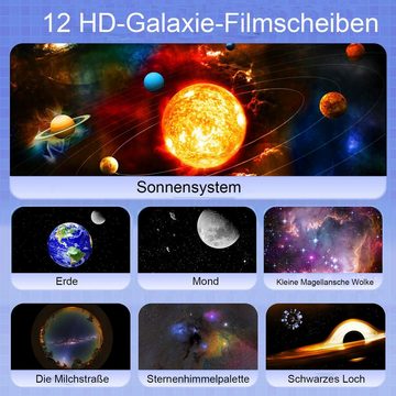 Powerwill LED-Sternenhimmel LED Nachtlicht, 12 in 1 Planetarium Astronaut Projektor, LED wechselbar, 12 Planeten Discs Galaxy Projektor Lampe, KinderNachtlicht, für Valentinstag, Geschenk, mit Timer