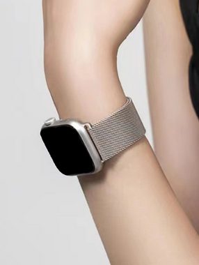ENGELSINN Smartwatch-Armband für Apple Watch Metallarmband Edelstahl magnetisch Mesh Beige, Bestseller