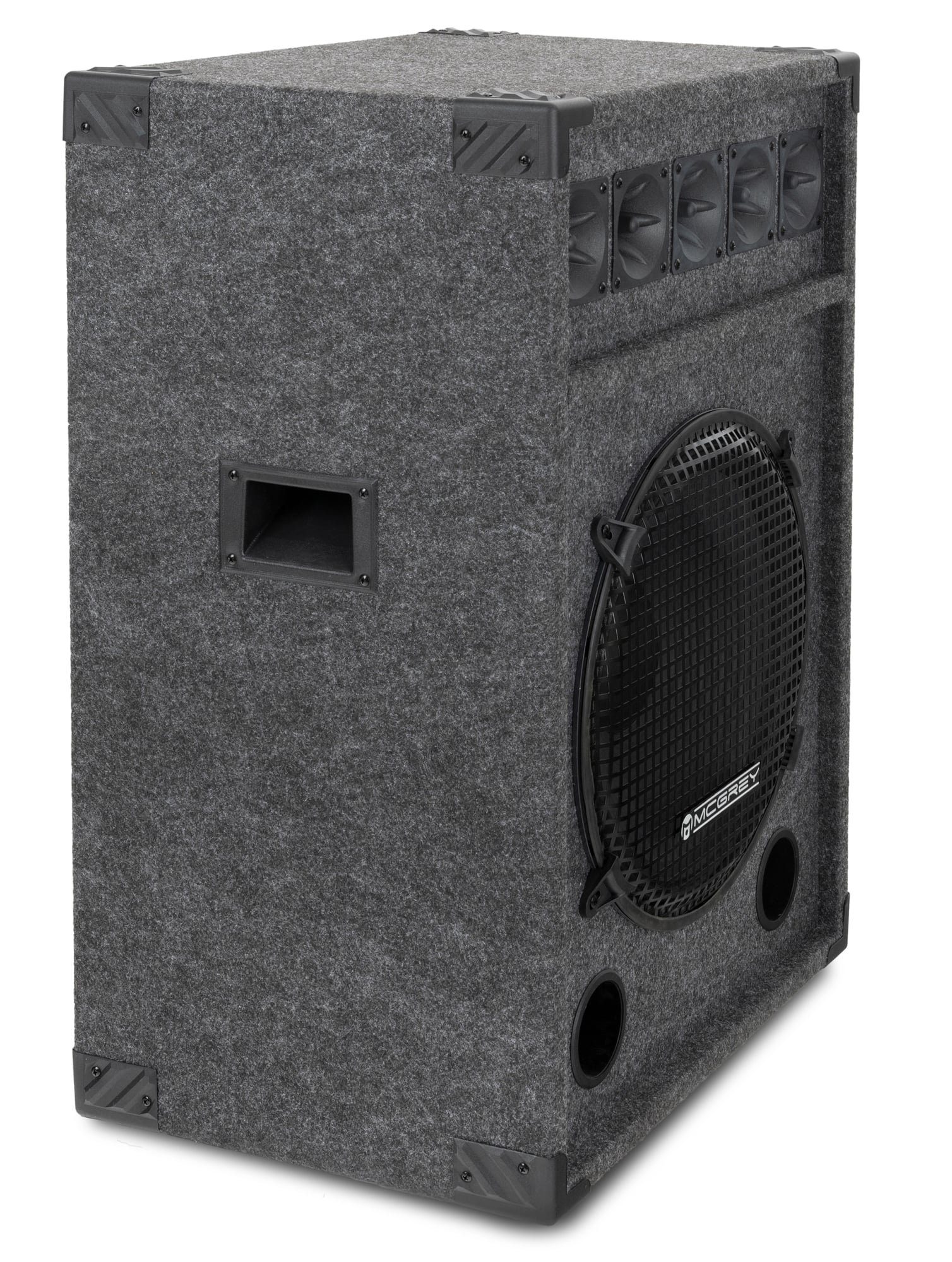 McGrey PA Lautsprecherbox mit 38cm (15) Subwoofer 2-Wege System, Holzgehäuse Lautsprecher (300 W, Paar Passiv-Speaker mit Bassreflex-Rohren)