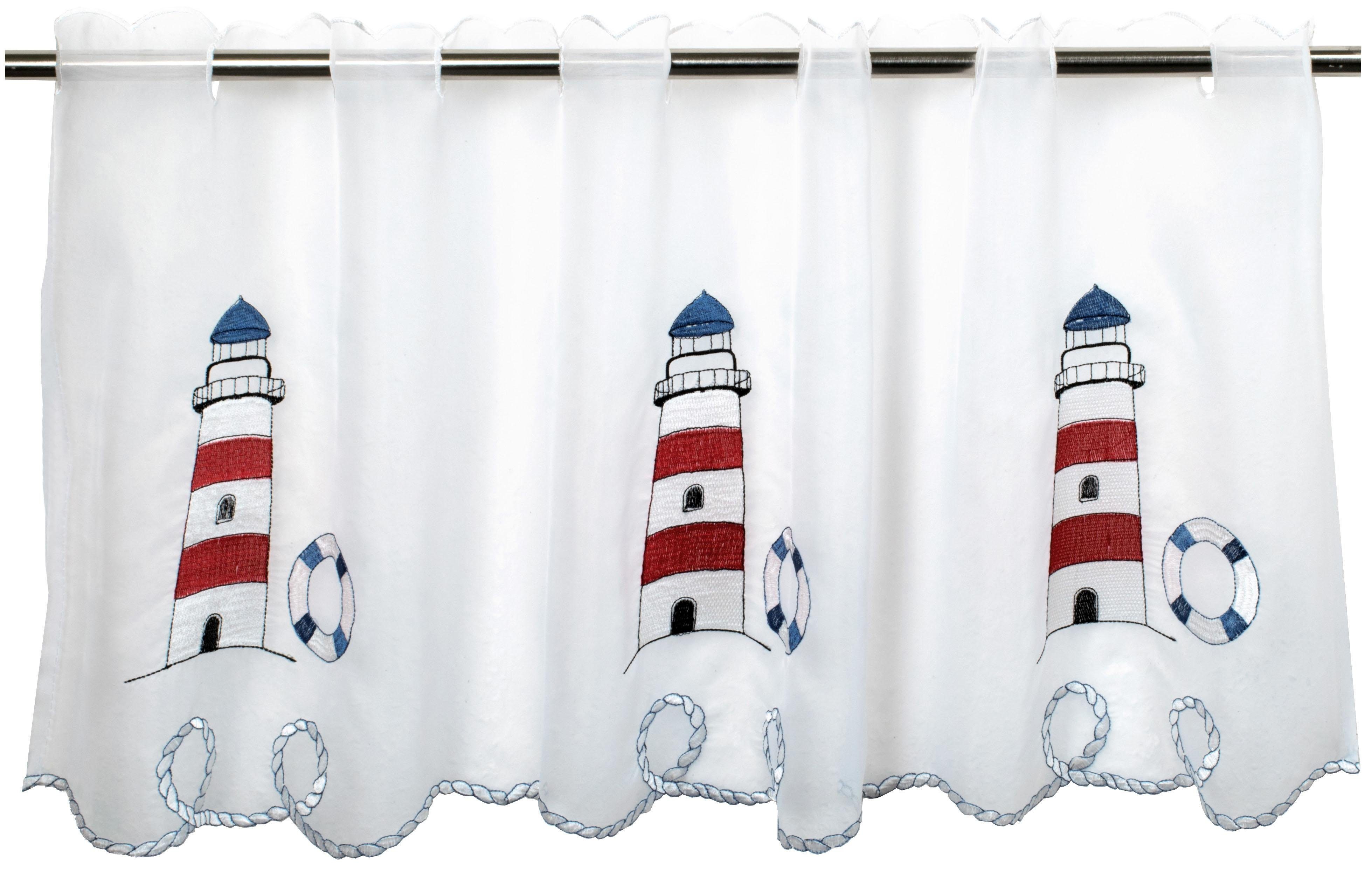 Delindo Lifestyle Scheibengardine LEUCHTTURM (1 St), Stangendurchzug, transparent, Voile, HxB: 45x115, mit Stangendurchzug, für die Küche – Bild 2 von 5