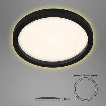 Briloner Leuchten LED Deckenleuchte 7361-015, LED fest verbaut, Warmweiß, Deckenlampe Ø29,7cm Hintergrundlicht 18W 3000K