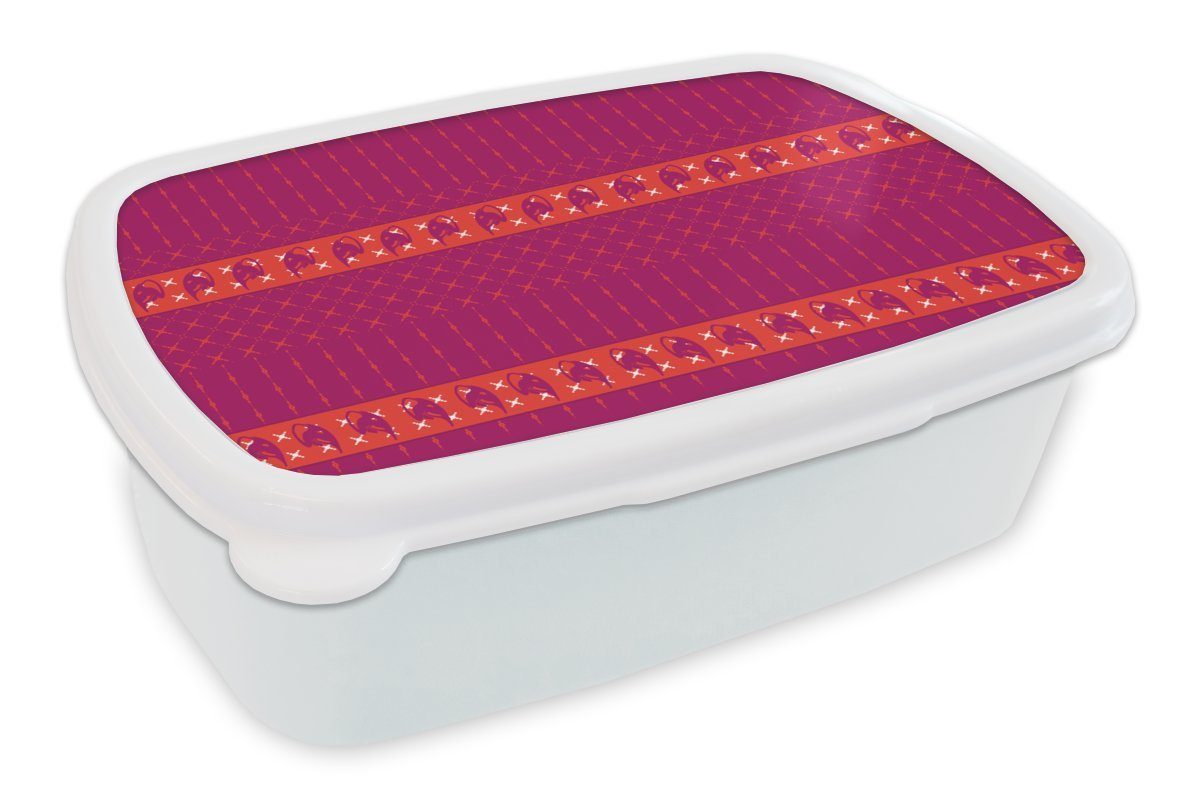 MuchoWow Lunchbox Elefant - Design - Rosa, Kunststoff, (2-tlg), Brotbox für Kinder und Erwachsene, Brotdose, für Jungs und Mädchen weiß